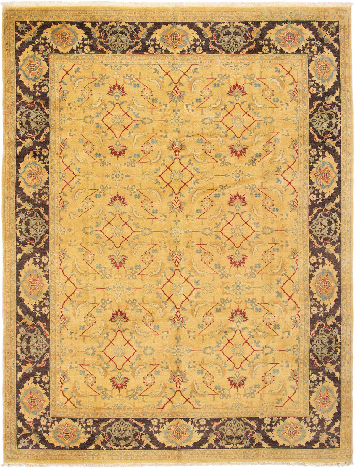 Hand-knotted Chobi Twisted Light Gold Wool Rug 9'0" x 12'0"  Size: 9'0" x 12'0"  