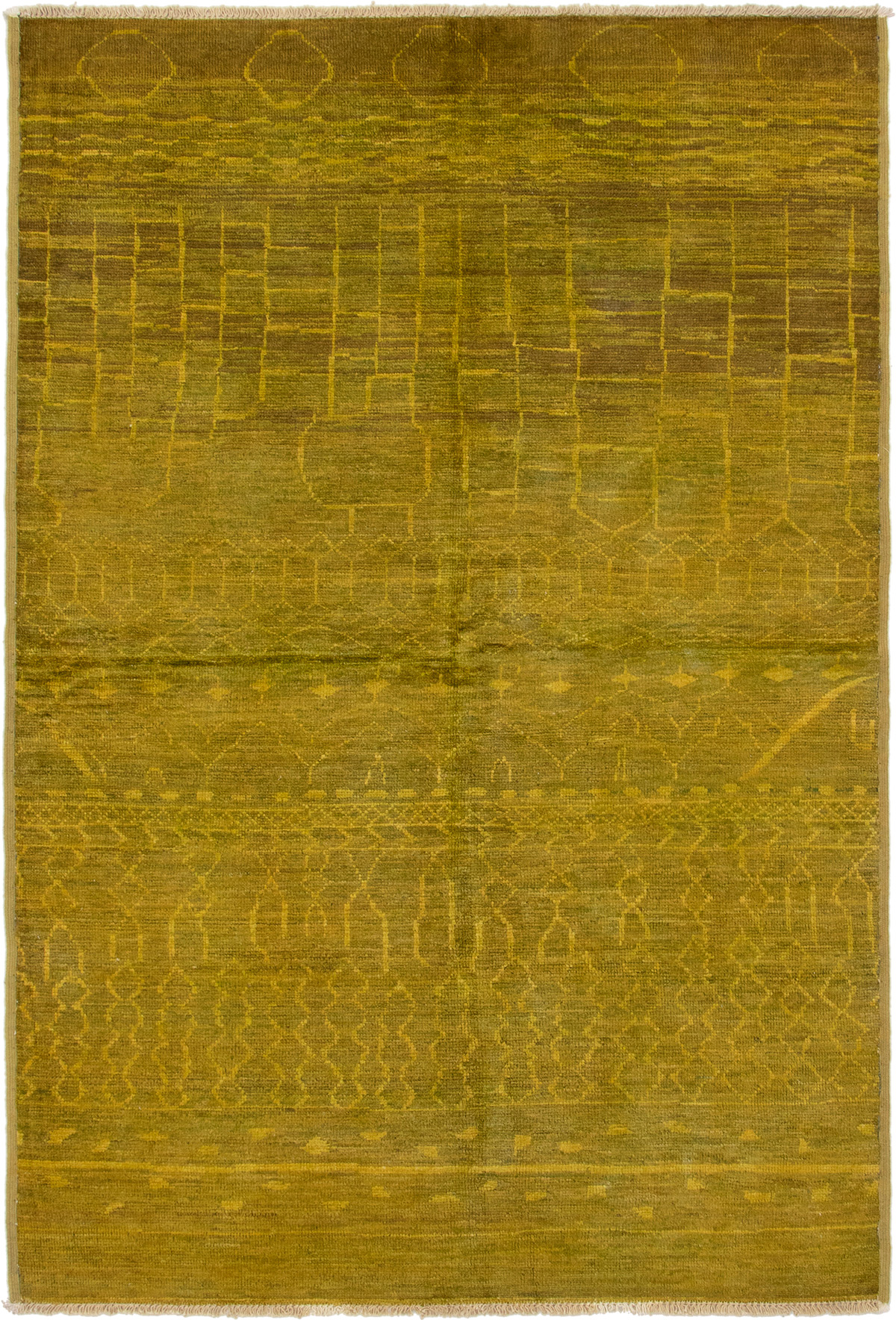 Hand-knotted Vibrance Olive Wool Rug 6'2" x 8'10" Size: 6'2" x 8'10"  