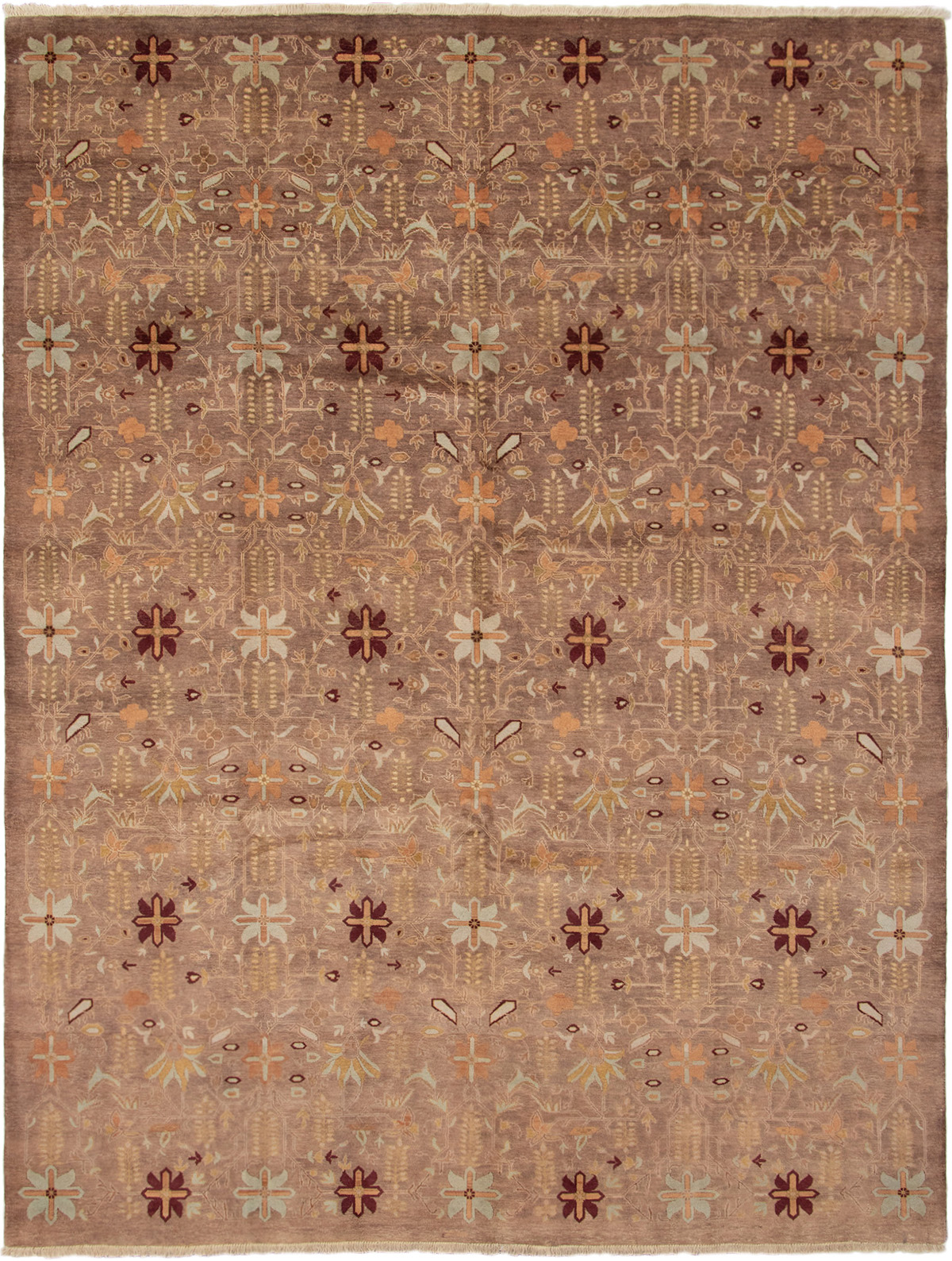 Hand-knotted Peshawar Finest Brown  Rug 9'0" x 11'10" Size: 9'0" x 11'10"  