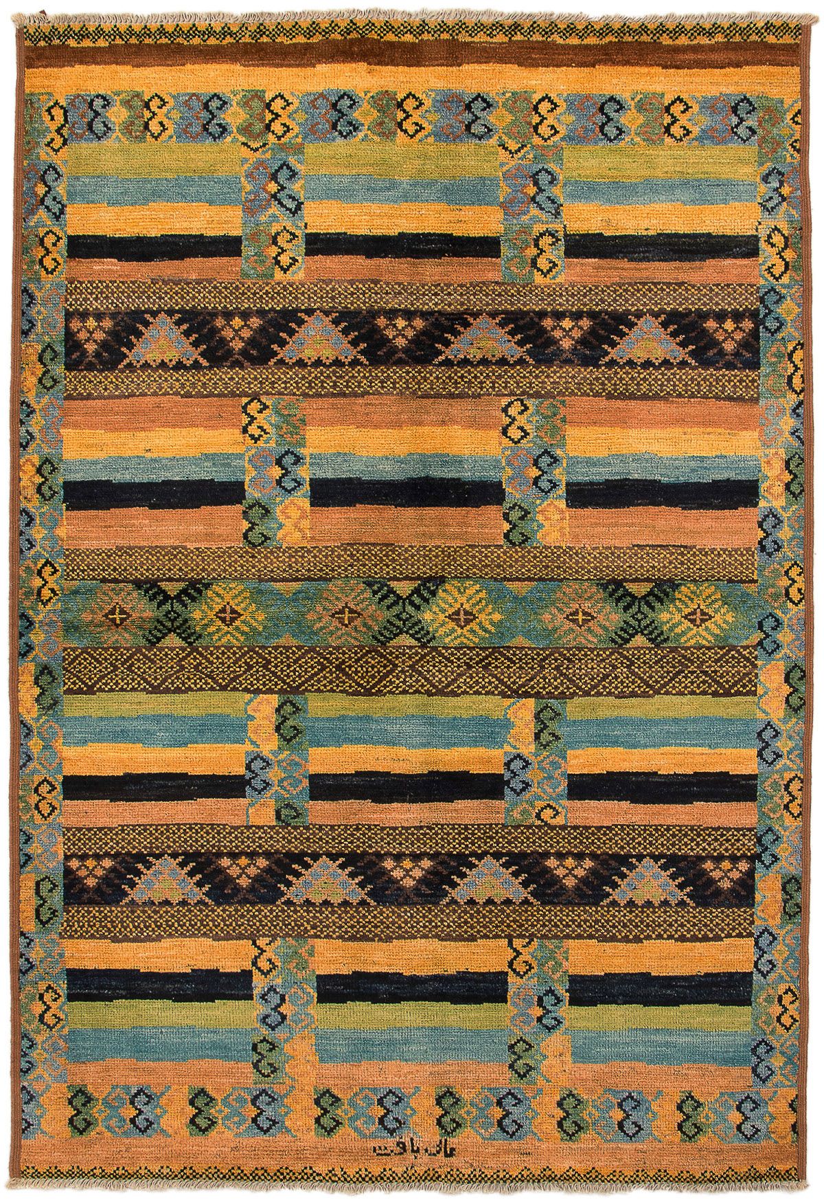 Hand-knotted Shalimar Brown, Gold Wool Rug 6'5" x 9'5" Size: 6'5" x 9'5"  