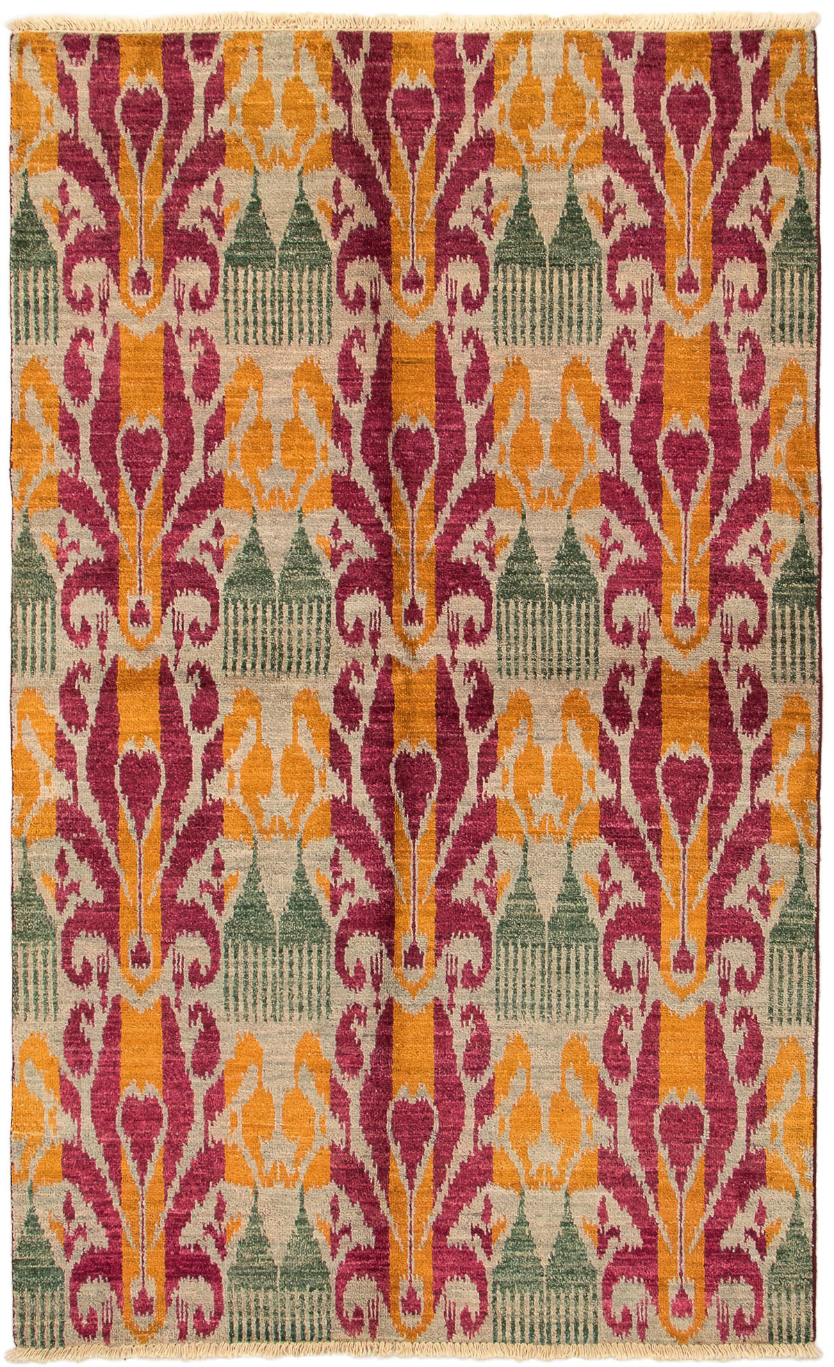 Hand-knotted Shalimar Burgundy, Light Grey Wool Rug 4'10" x 8'1" Size: 4'10" x 8'1"  