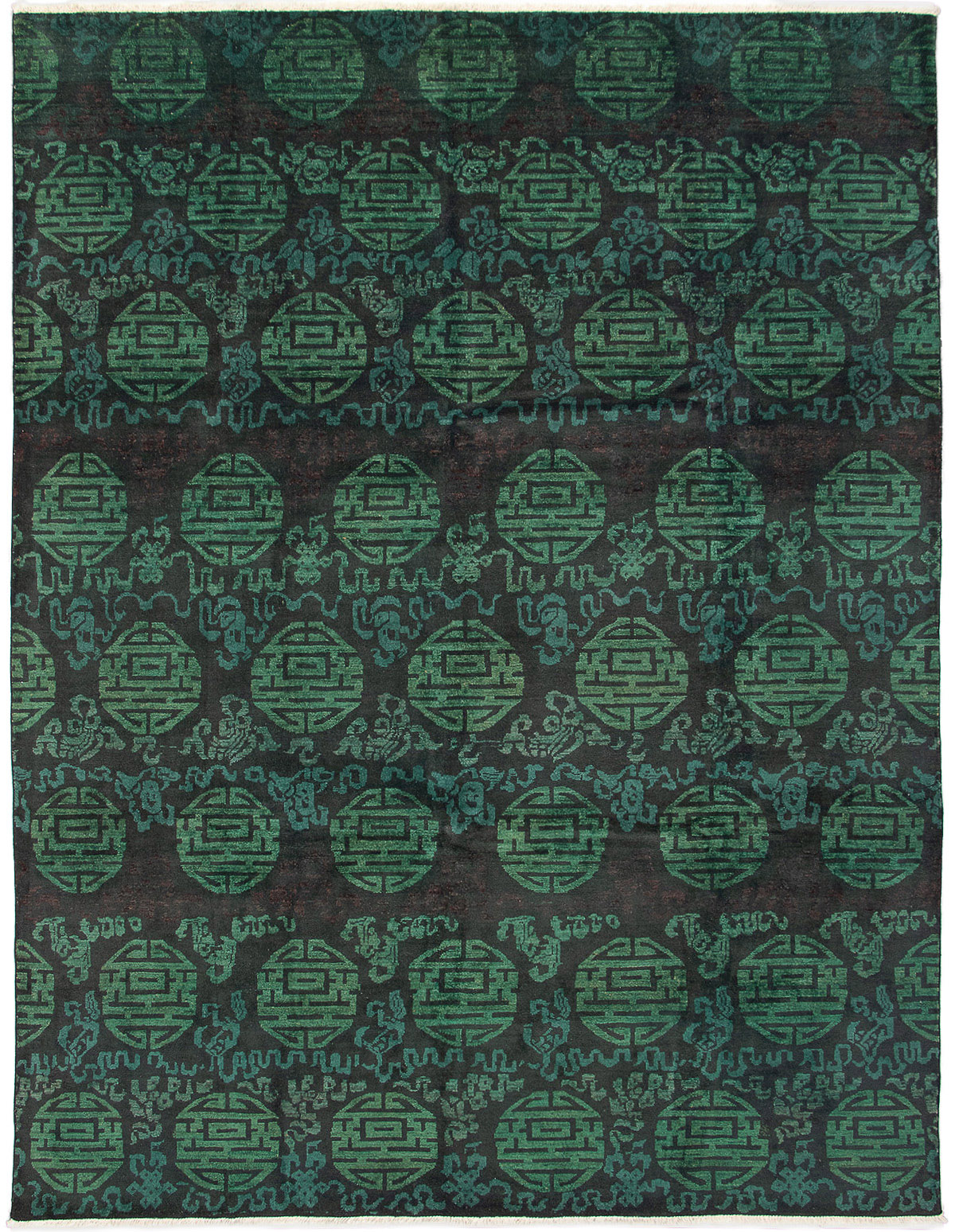 Hand-knotted Vibrance Black, Green Wool Rug 9'0" x 11'10" Size: 9'0" x 11'10"  