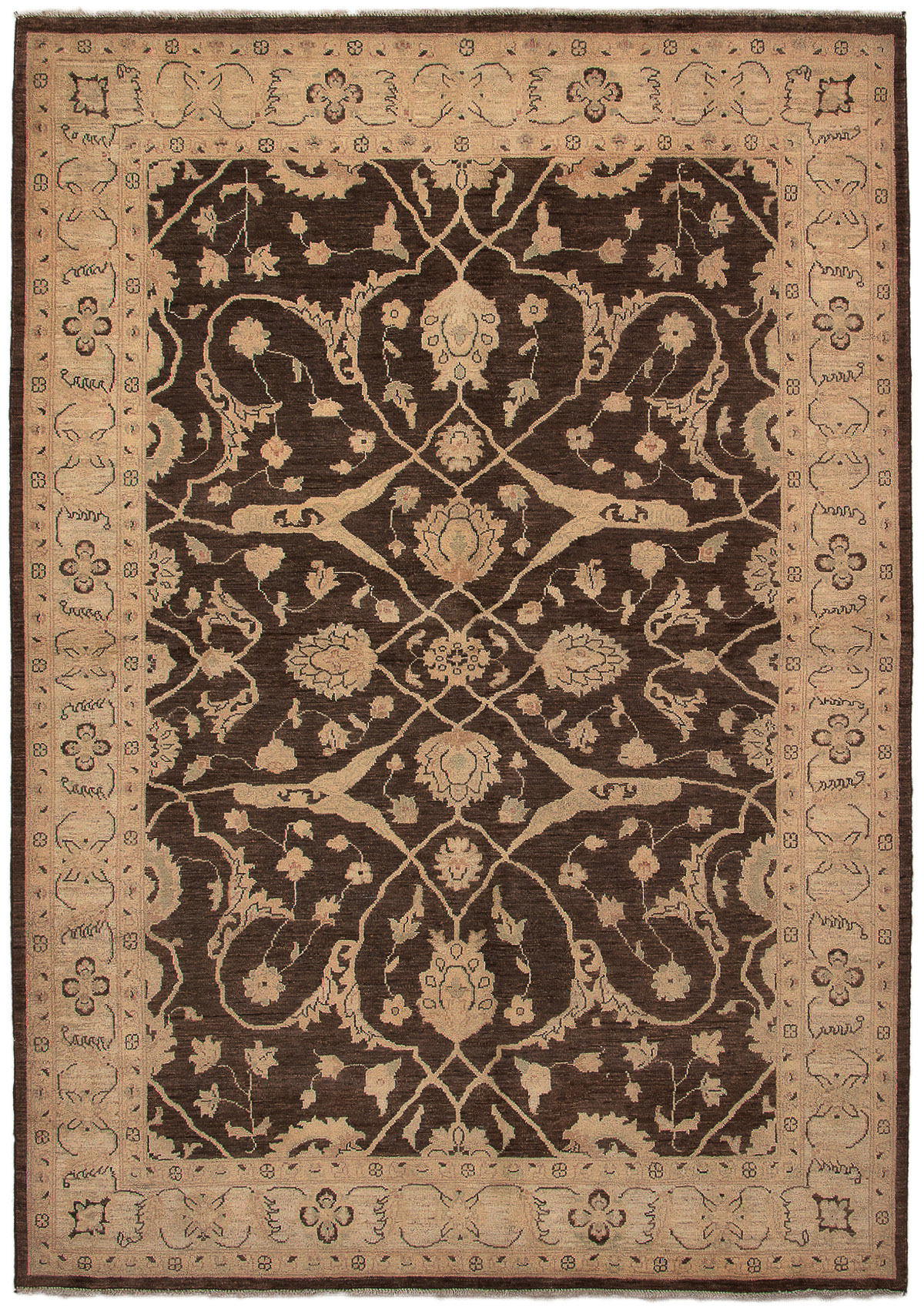 Hand-knotted Chobi Finest Dark Brown Wool Rug 6'2" x 8'10" Size: 6'2" x 8'10"  