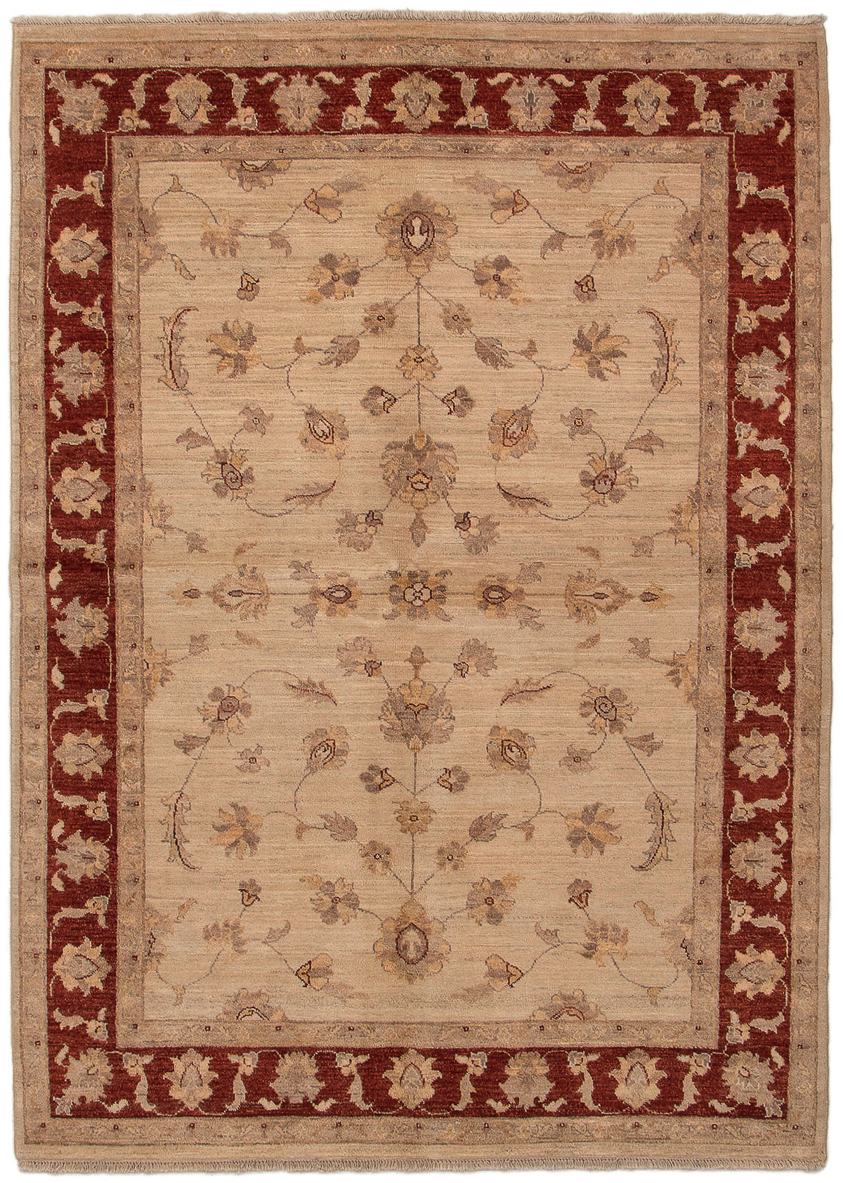 Hand-knotted Chobi Finest Cream Wool Rug 5'7" x 7'9" Size: 5'7" x 7'9"  