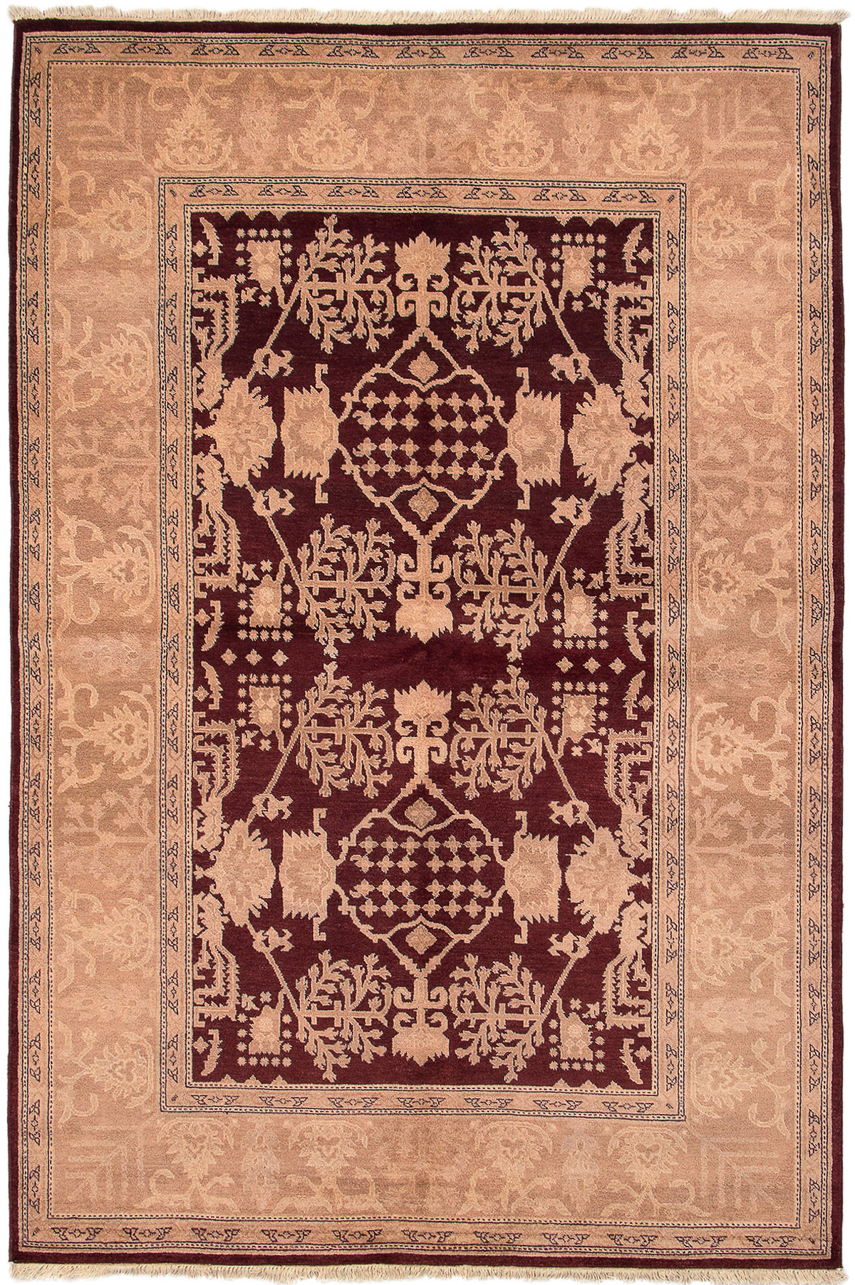 Hand-knotted Chobi Twisted Dark Red Wool Rug 6'3" x 9'5" Size: 6'3" x 9'5"  