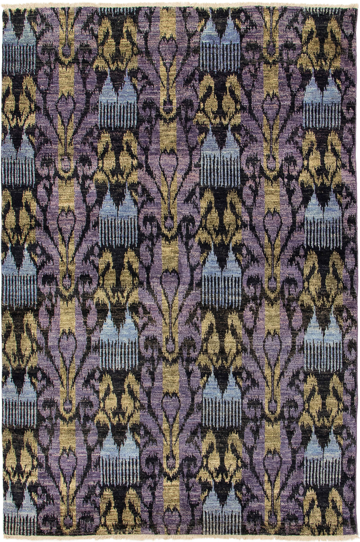 Hand-knotted Shalimar Black, Purple Wool Rug 6'0" x 9'3" Size: 6'0" x 9'3"  