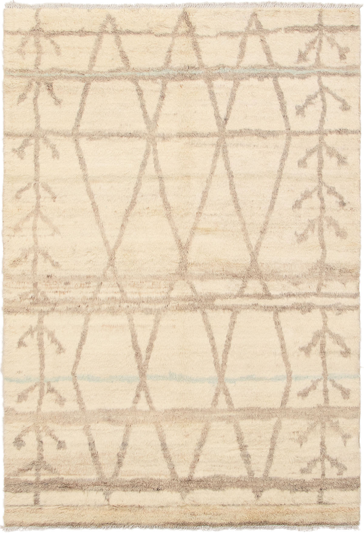Hand-knotted Tangier Cream Wool Rug 6'3" x 9'0" Size: 6'3" x 9'0"  