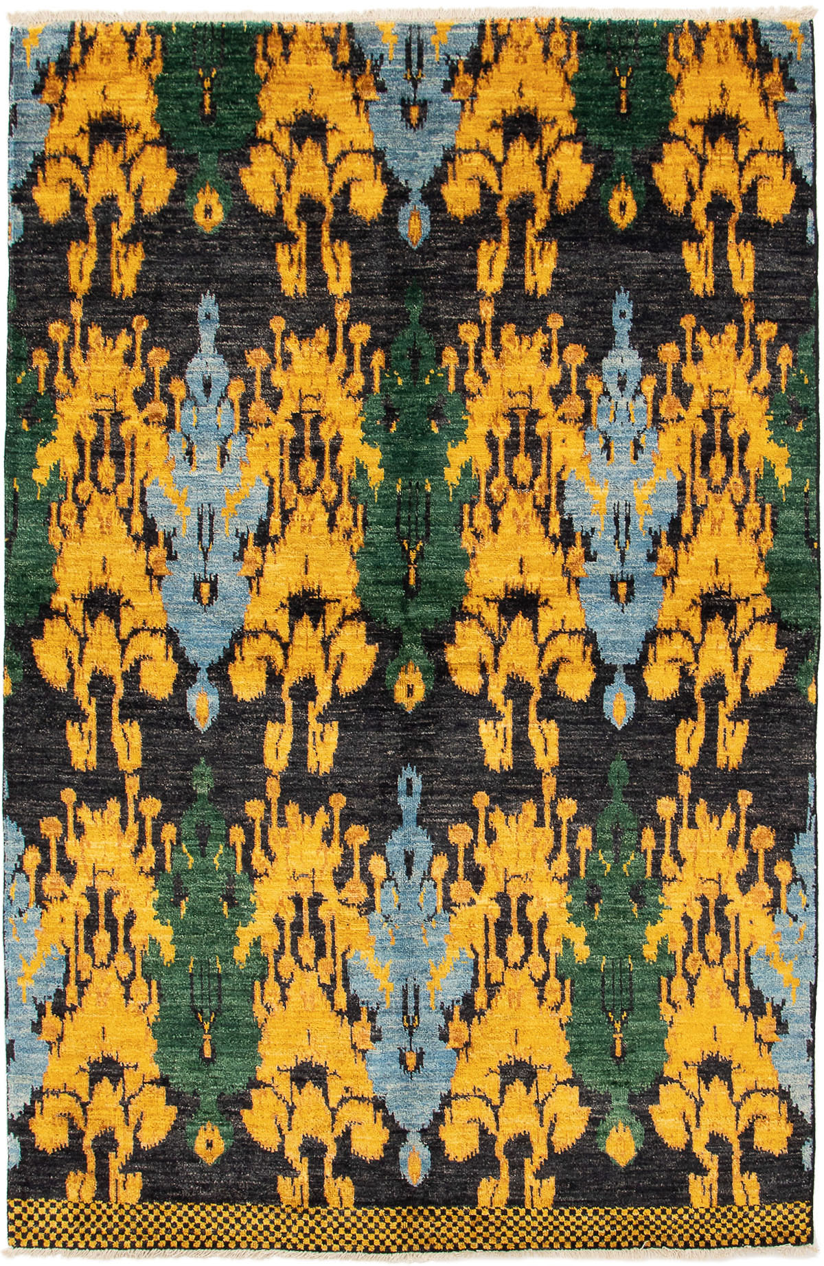 Hand-knotted Shalimar Black, Gold Wool Rug 5'10" x 9'3" Size: 5'10" x 9'3"  