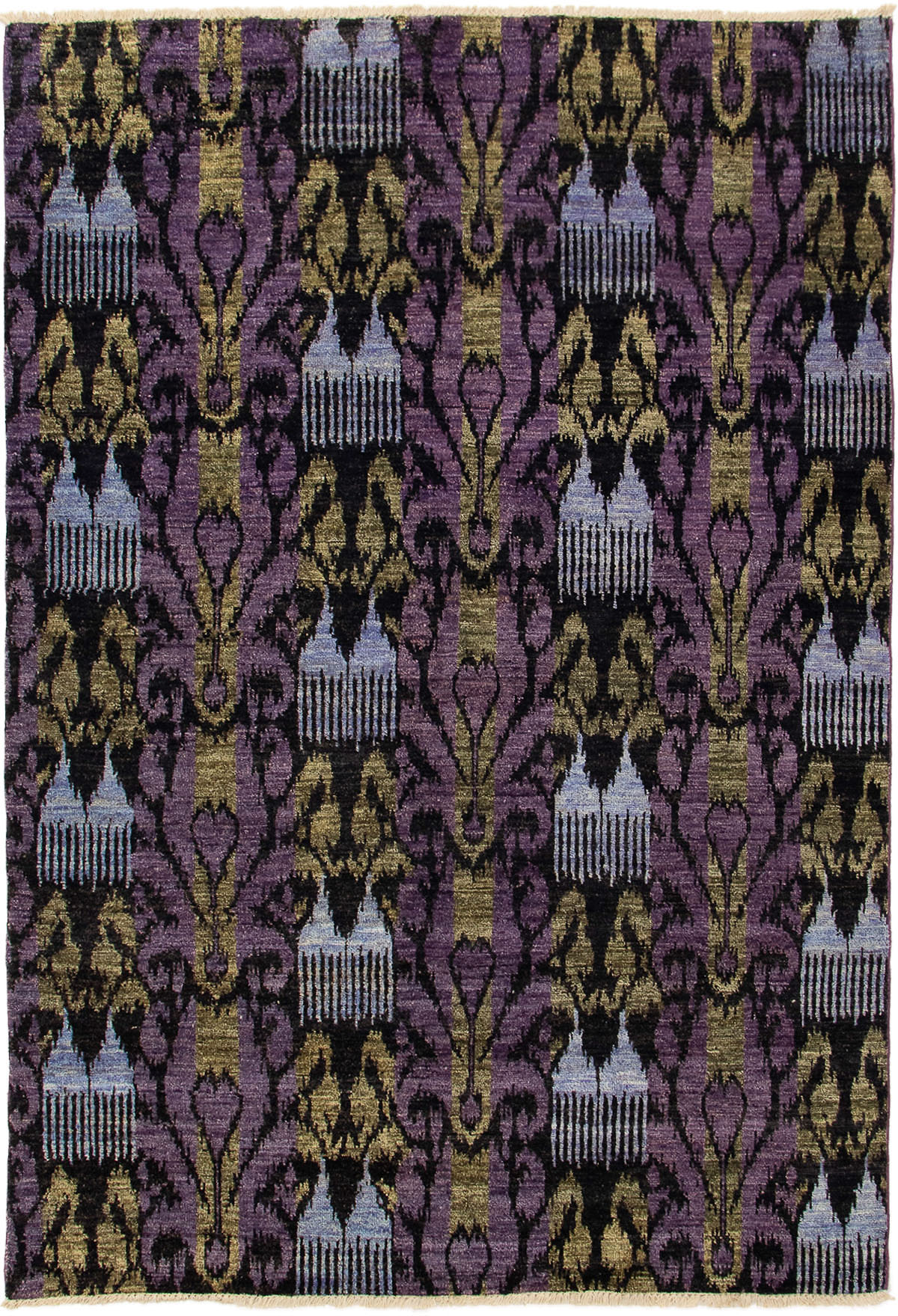 Hand-knotted Shalimar Black, Purple Wool Rug 6'2" x 9'1" Size: 6'2" x 9'1"  