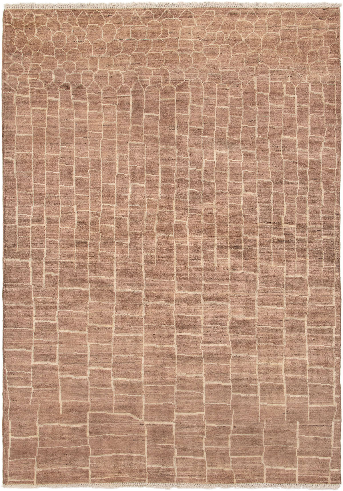 Hand-knotted Tangier Brown Wool Rug 6'3" x 9'1" Size: 6'3" x 9'1"  