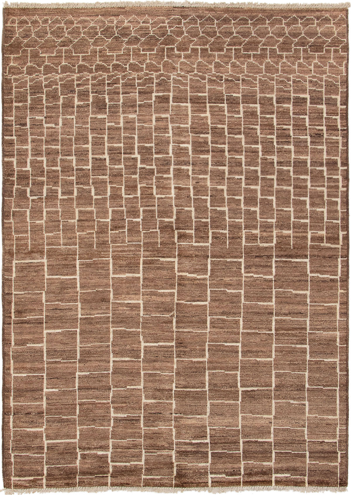 Hand-knotted Tangier Brown Wool Rug 6'5" x 9'0" Size: 6'5" x 9'0"  