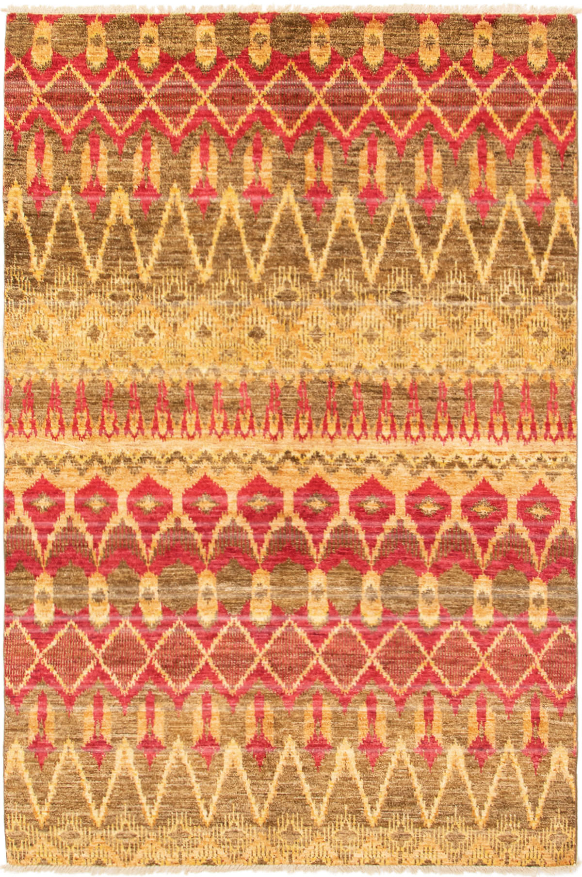 Hand-knotted Shalimar Brown, Red Wool Rug 5'10" x 8'10" Size: 5'10" x 8'10"  