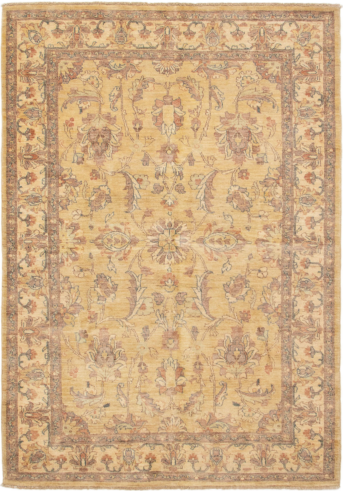 Hand-knotted Chobi Finest Light Gold Wool Rug 5'7" x 8'1" Size: 5'7" x 8'1"  