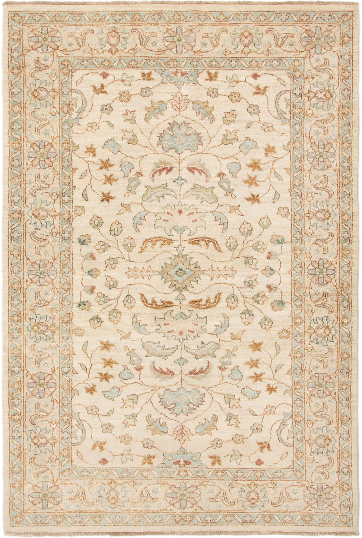 Hand-knotted Chobi Finest Cream Wool Rug 4'3" x 6'5" Size: 4'3" x 6'5"  