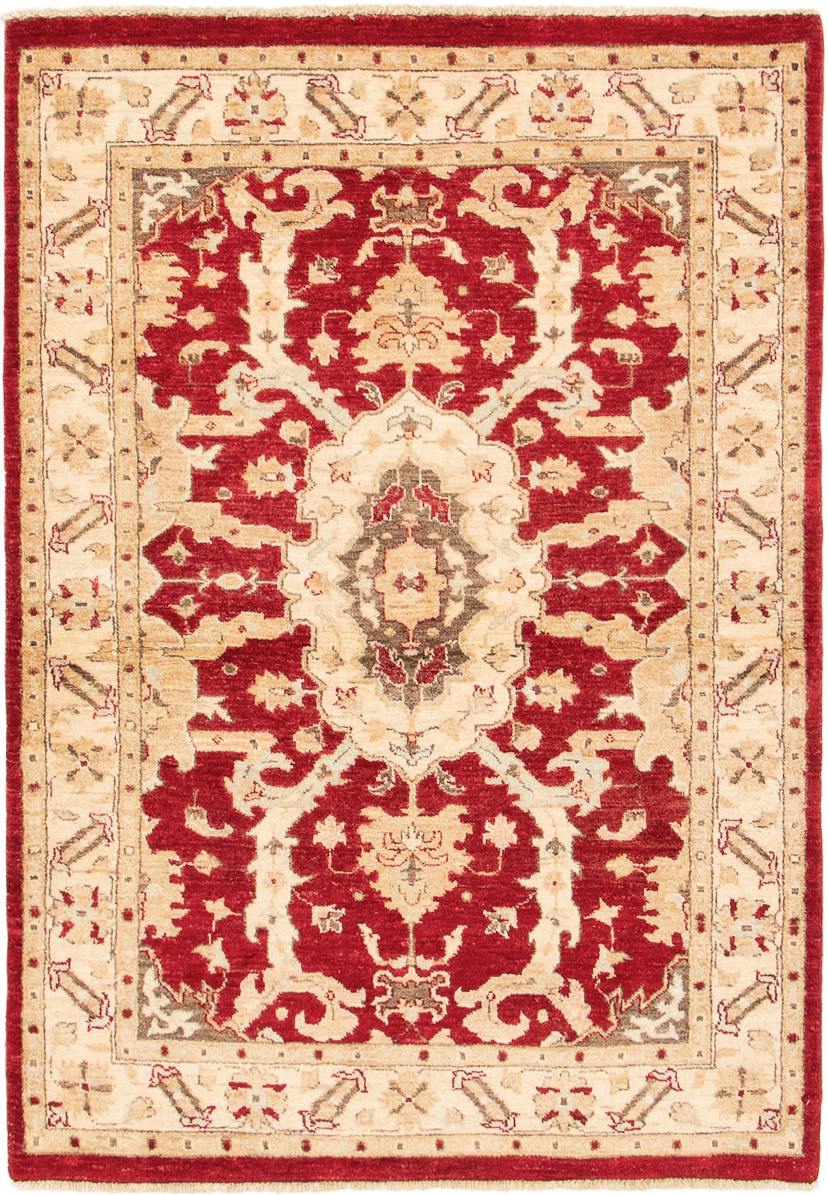 Hand-knotted Chobi Finest Red Wool Rug 4'0" x 5'10" Size: 4'0" x 5'10"  
