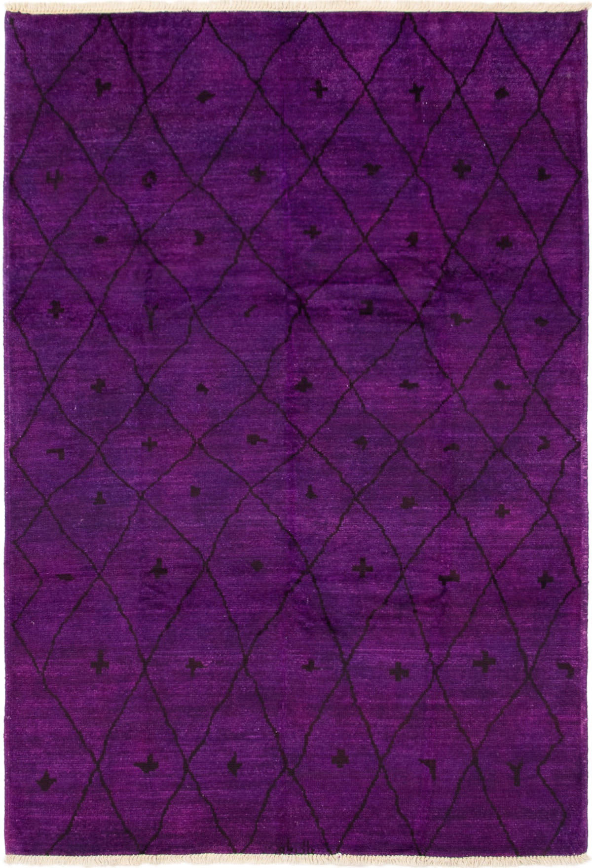 Hand-knotted Vibrance Dark Magenta Wool Rug 6'2" x 9'5" Size: 6'2" x 9'5"  