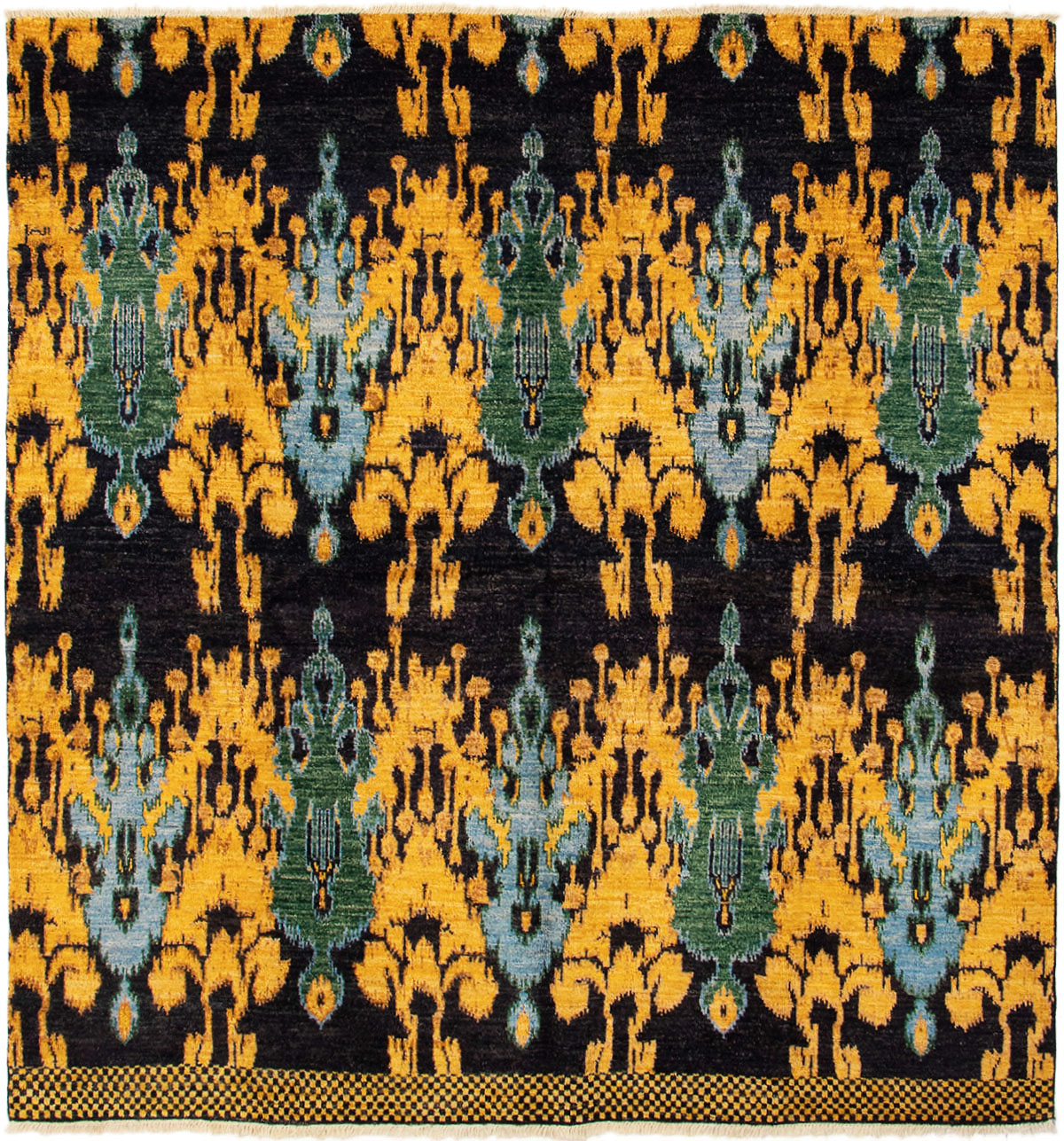 Hand-knotted Shalimar Black, Dark Gold Wool Rug 8'0" x 8'2" Size: 8'0" x 8'2"  