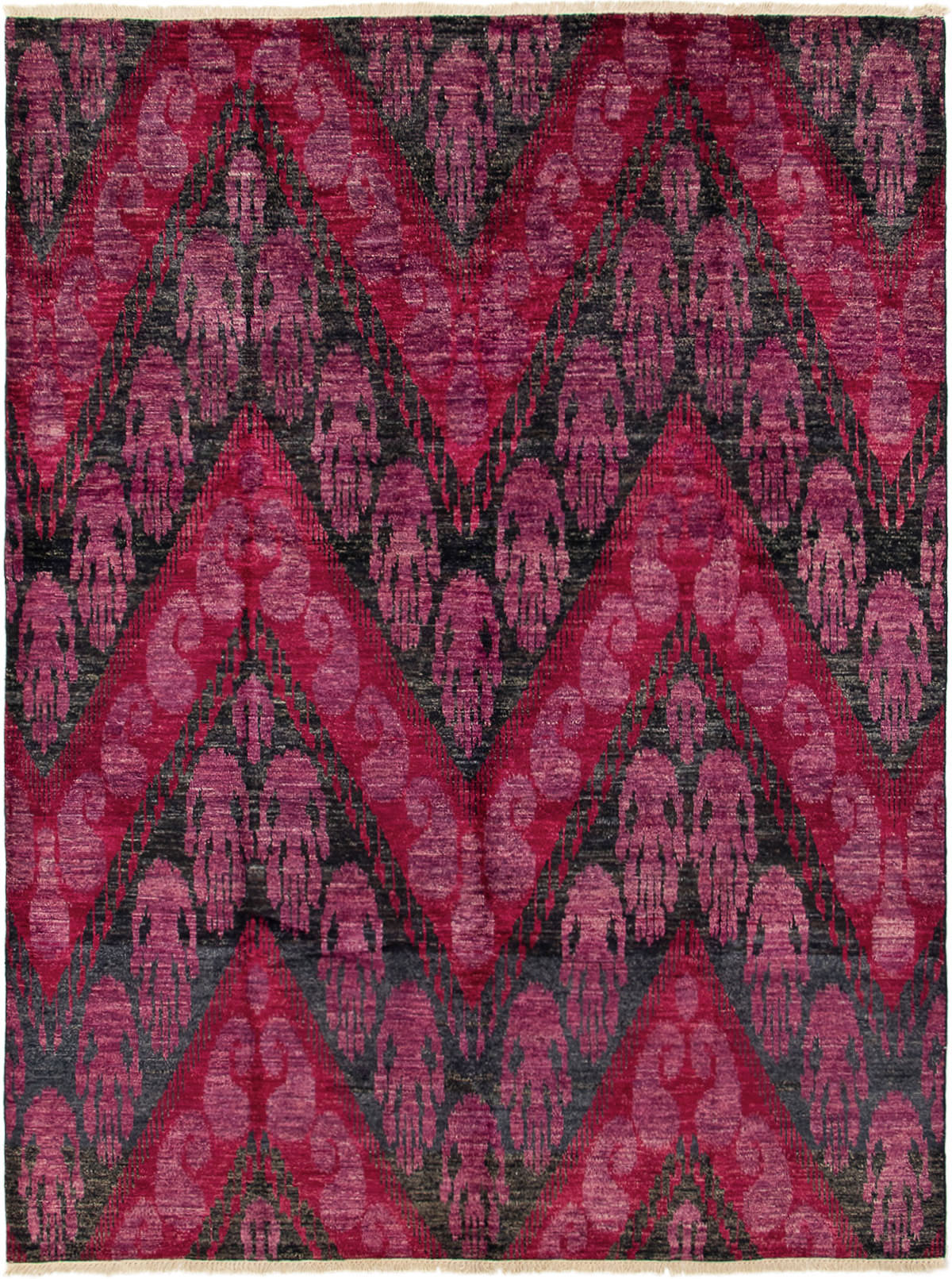 Hand-knotted Shalimar Black, Dark Pink Wool Rug 7'8" x 10'2" Size: 7'8" x 10'2"  