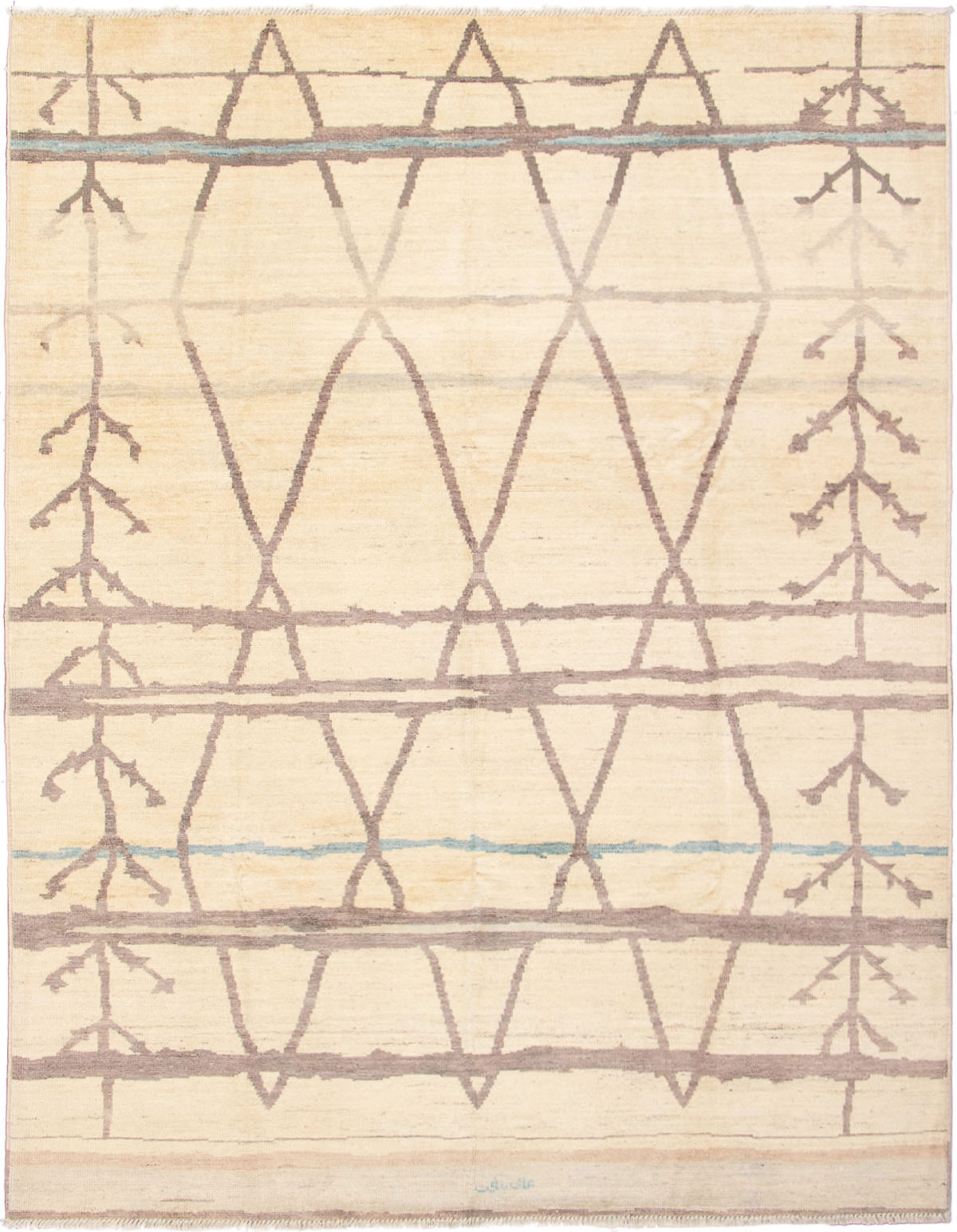 Hand-knotted Tangier Cream Wool Rug 9'1" x 11'10" Size: 9'1" x 11'10"  