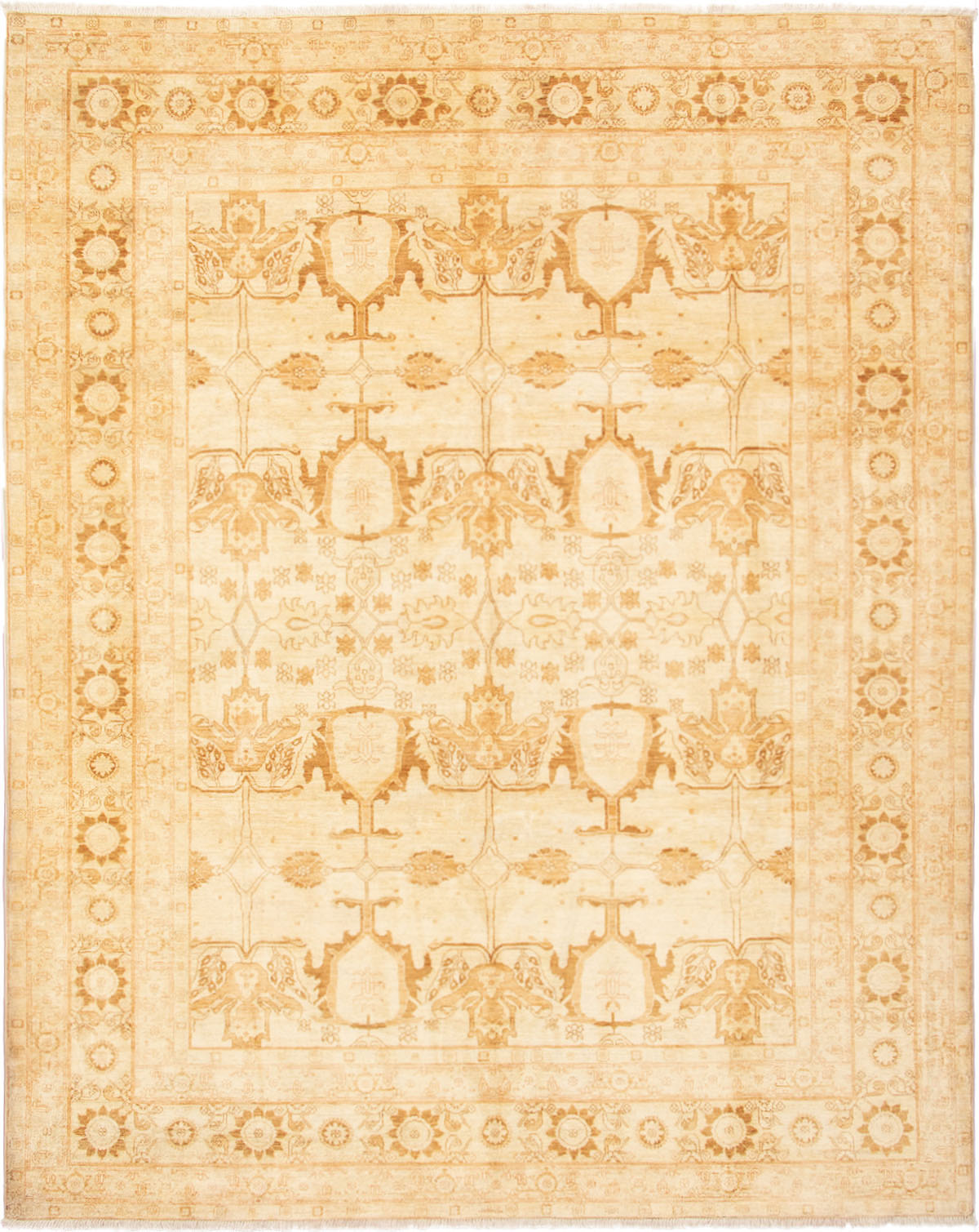 Hand-knotted Chobi Finest Cream Wool Rug 9'0" x 11'4" Size: 9'0" x 11'4"  
