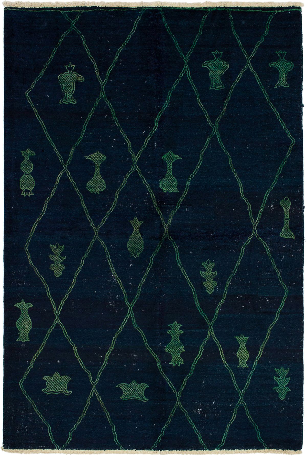 Hand-knotted Vibrance Dark Navy Wool Rug 6'0" x 8'10" Size: 6'0" x 8'10"  