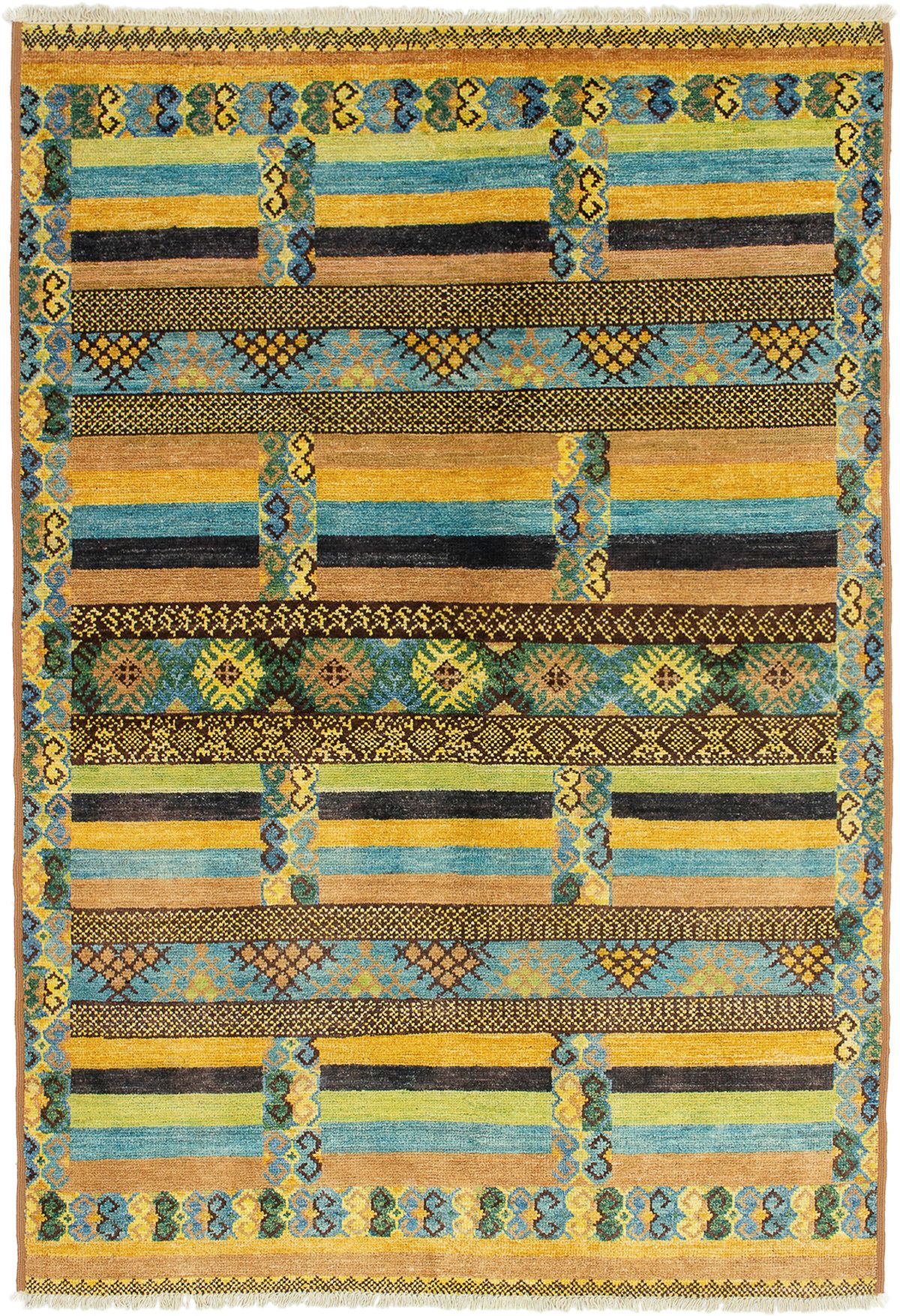 Hand-knotted Shalimar Tan Wool Rug 6'2" x 8'10" Size: 6'2" x 8'10"  