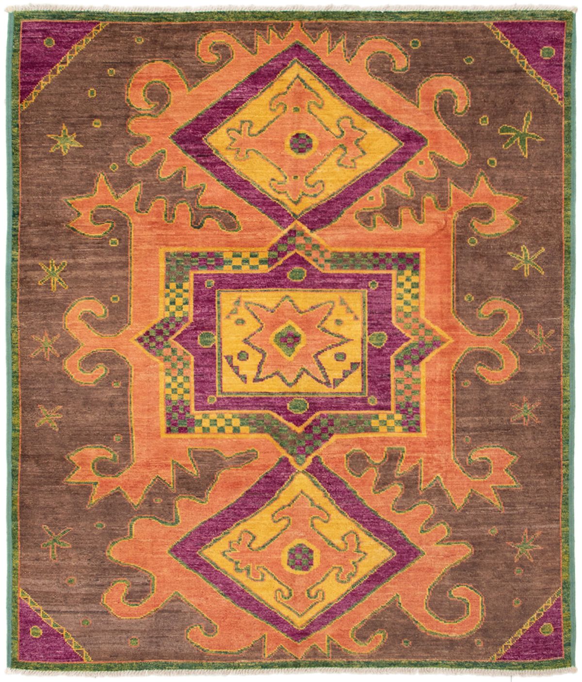Hand-knotted Shalimar Brown, Copper Wool Rug 8'3" x 9'8" Size: 8'3" x 9'8"  