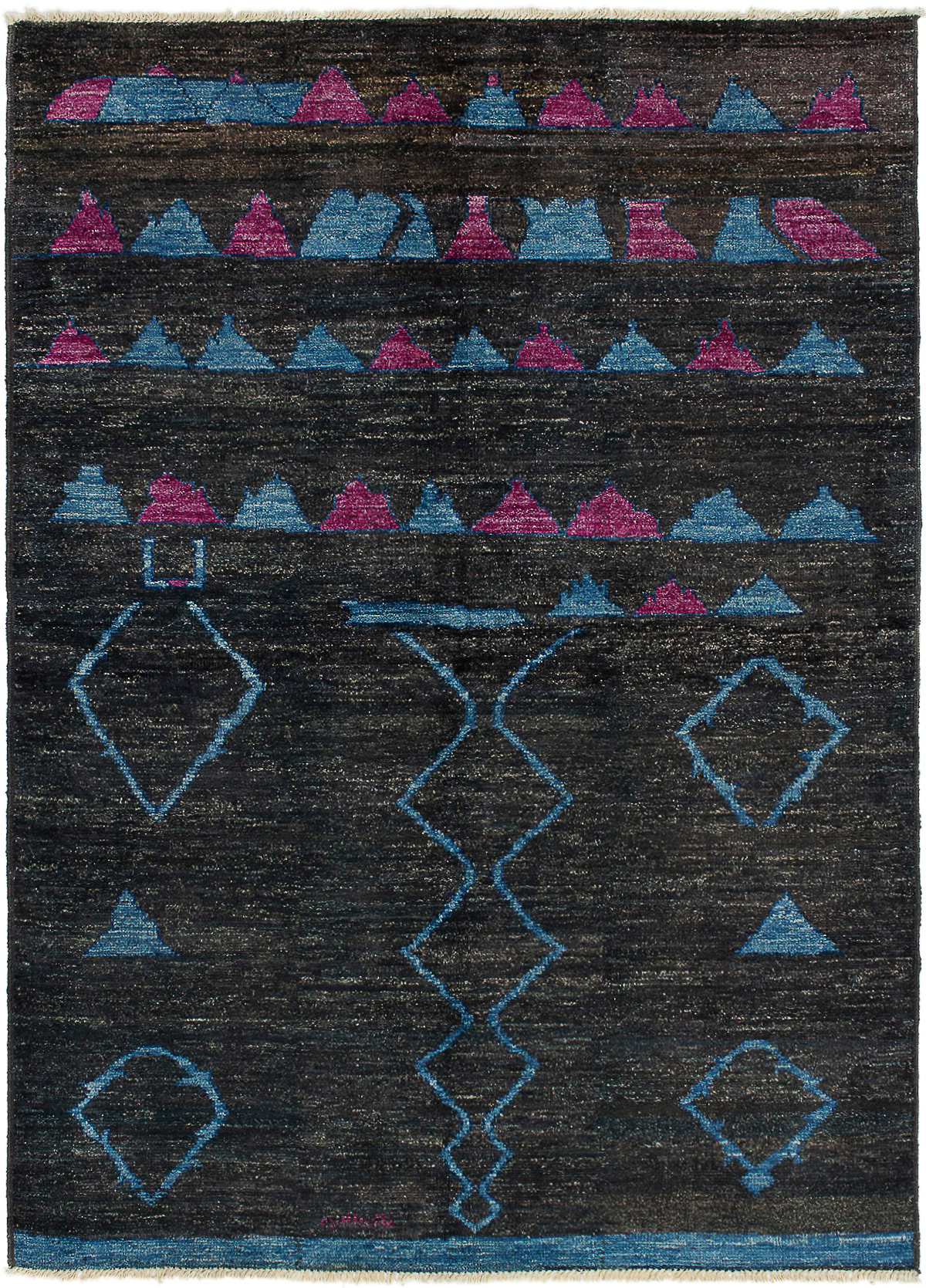 Hand-knotted Shalimar Black Wool Rug 6'3" x 9'1" Size: 6'3" x 9'1"  