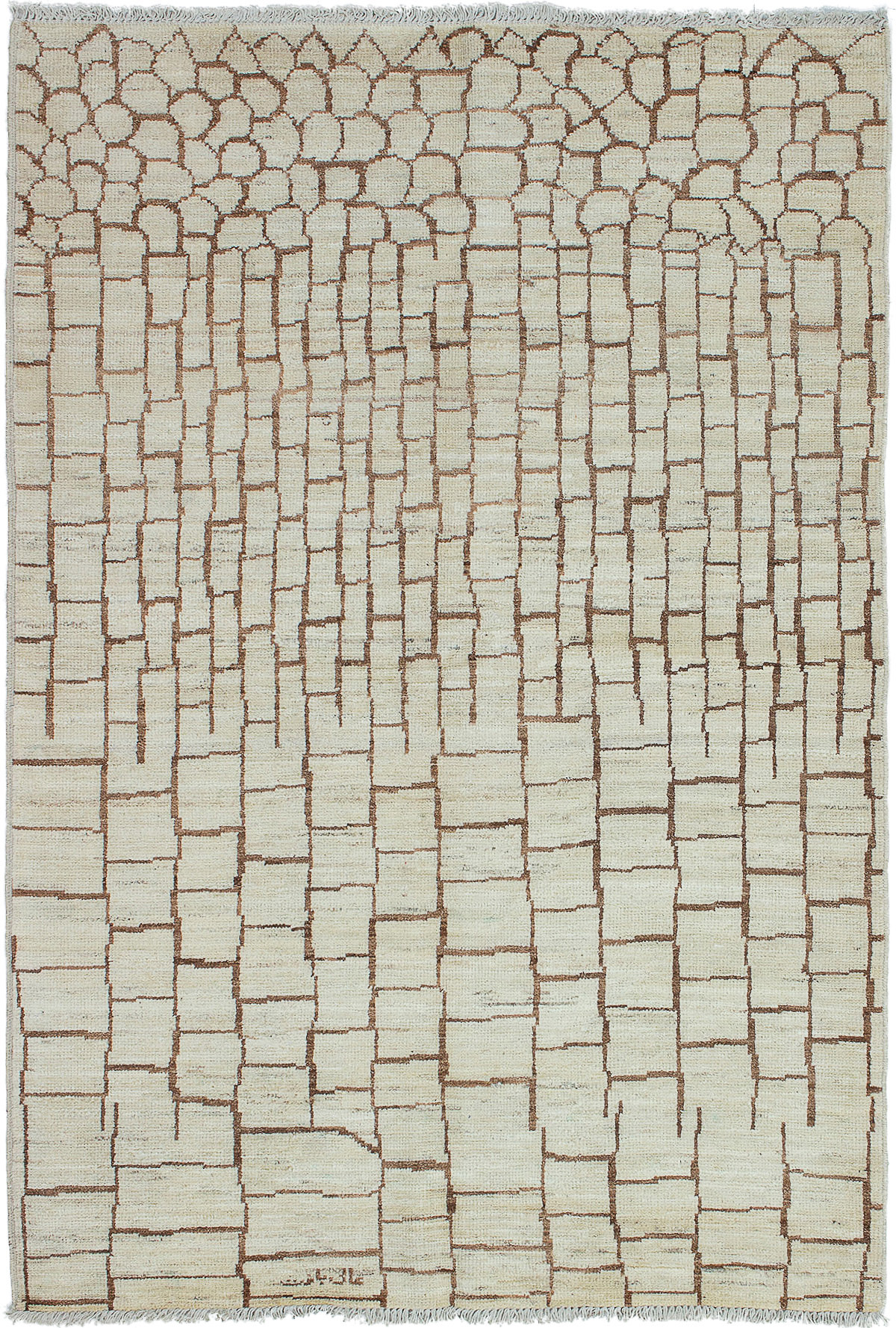 Hand-knotted Tangier Cream Wool Rug 5'5" x 7'10" Size: 5'5" x 7'10"  