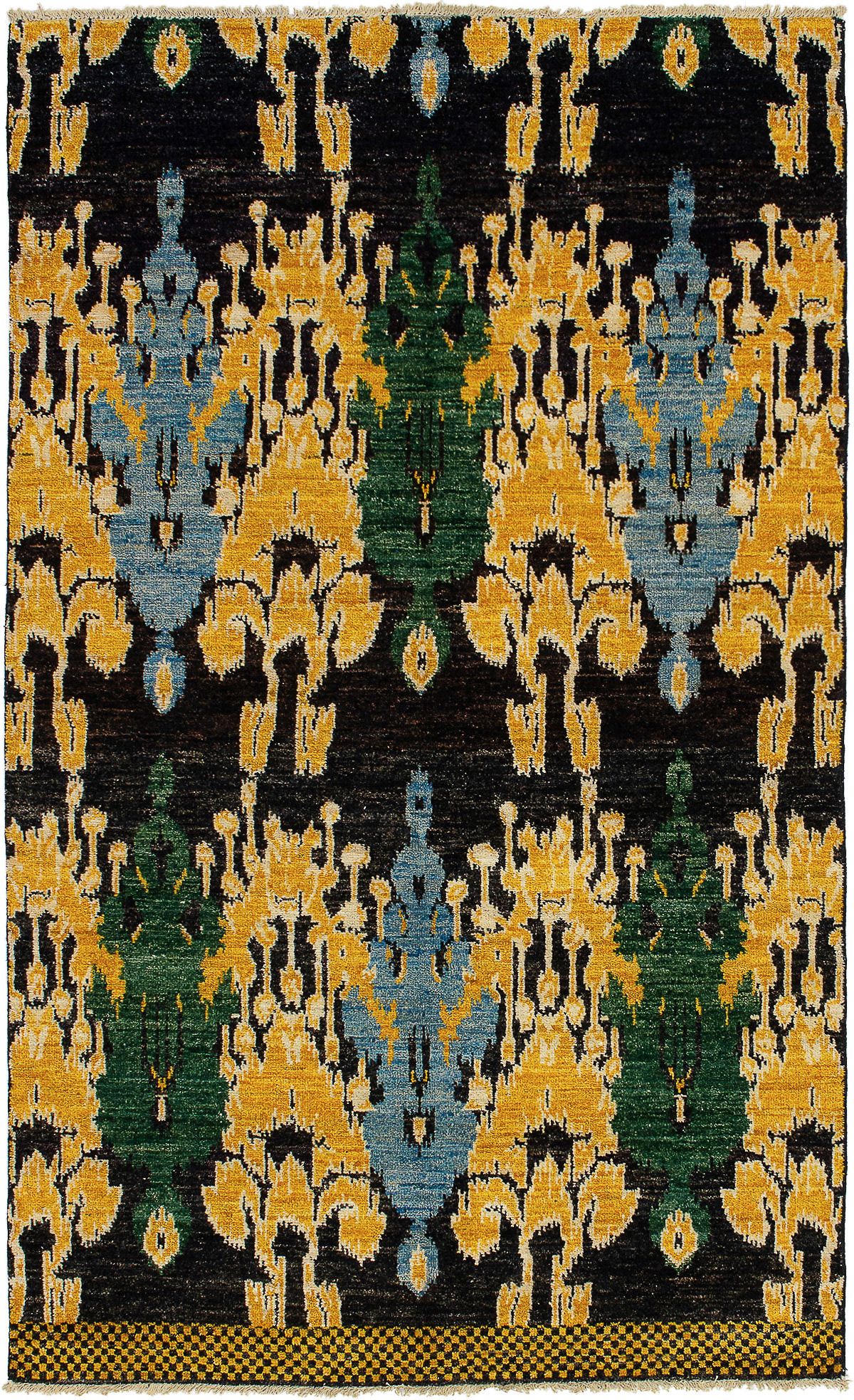 Hand-knotted Shalimar Black, Gold Wool Rug 5'0" x 8'5" Size: 5'0" x 8'5"  
