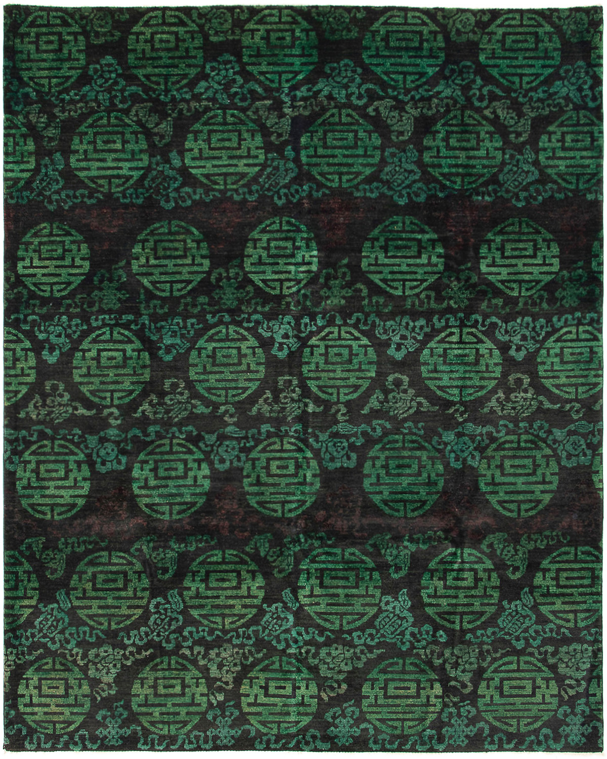 Hand-knotted Vibrance Black, Dark Green Wool Rug 7'10" x 10'0" Size: 7'10" x 10'0"  