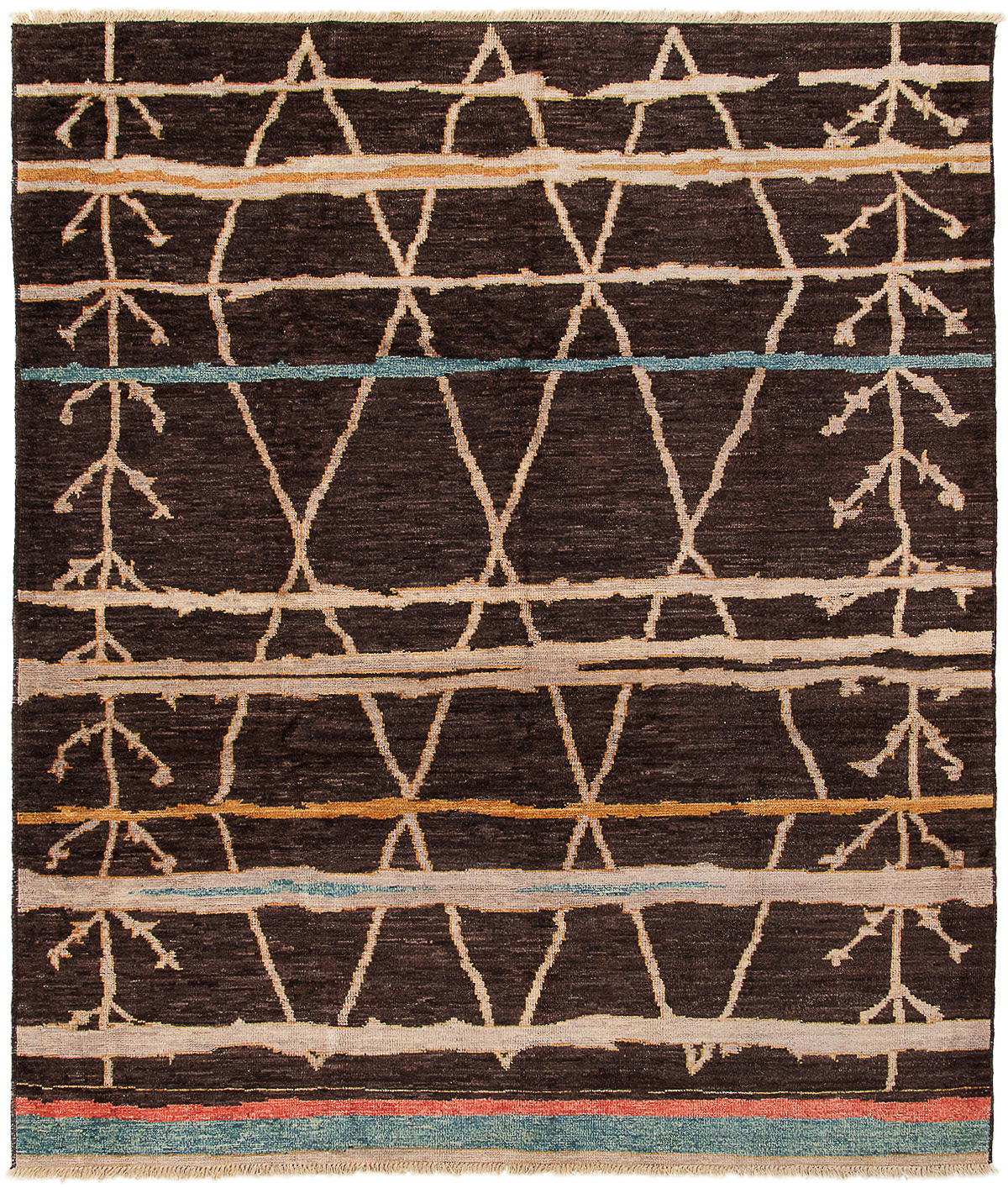 Hand-knotted Tangier Dark Brown Wool Rug 8'3" x 9'9" Size: 8'3" x 9'9"  