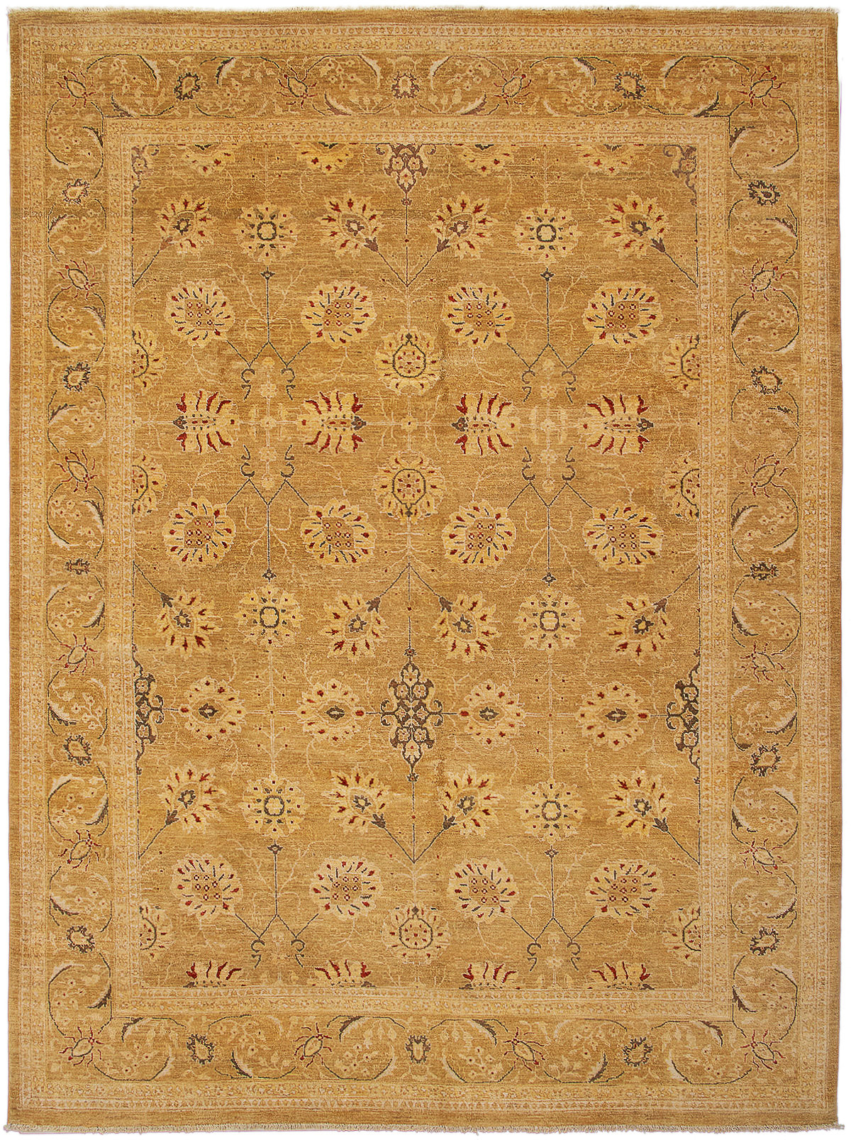 Hand-knotted Chobi Twisted Dark Gold Wool Rug 9'1" x 12'3" Size: 9'1" x 12'3"  