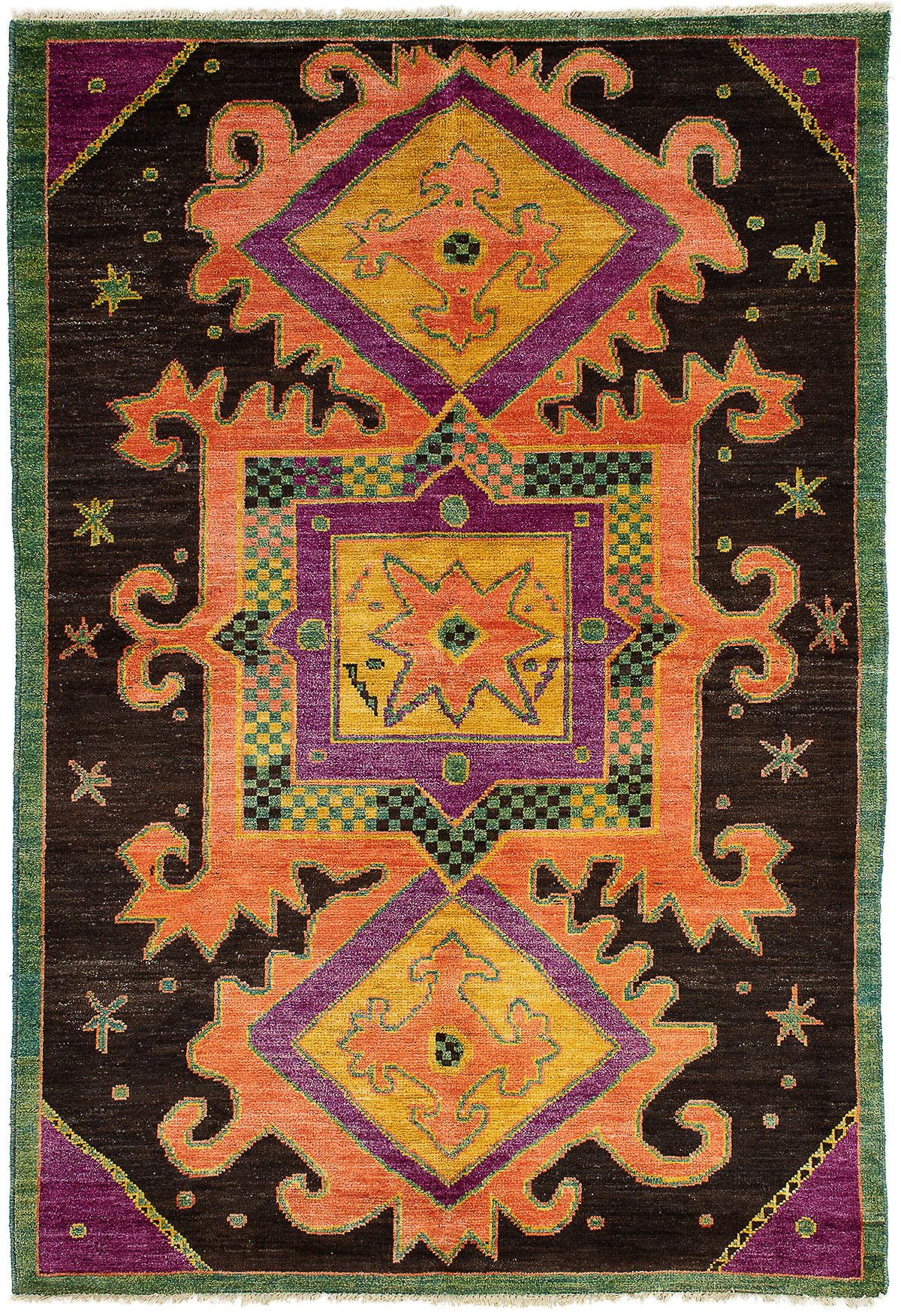 Hand-knotted Shalimar Dark Brown Wool Rug 6'1" x 9'0" Size: 6'1" x 9'0"  