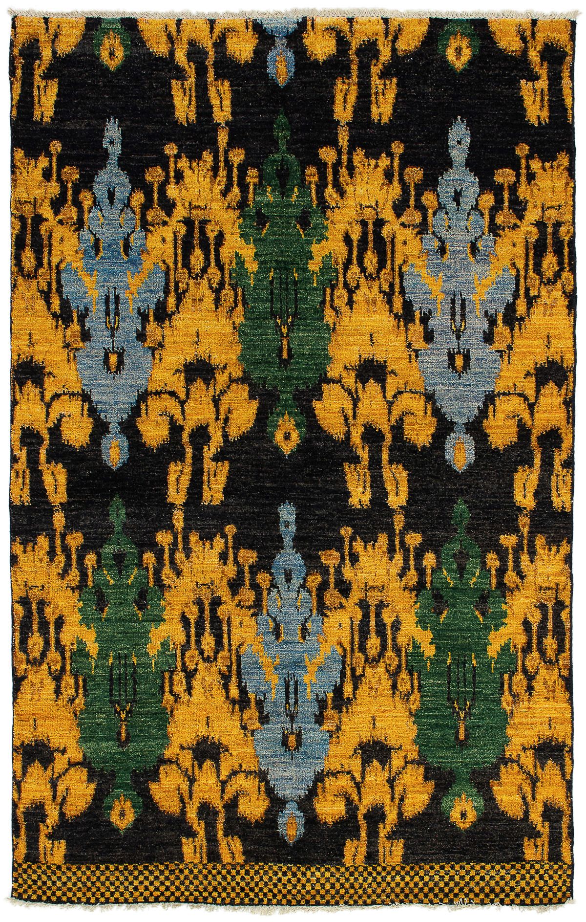 Hand-knotted Shalimar Black, Gold Wool Rug 5'1" x 8'3" Size: 5'1" x 8'3"  