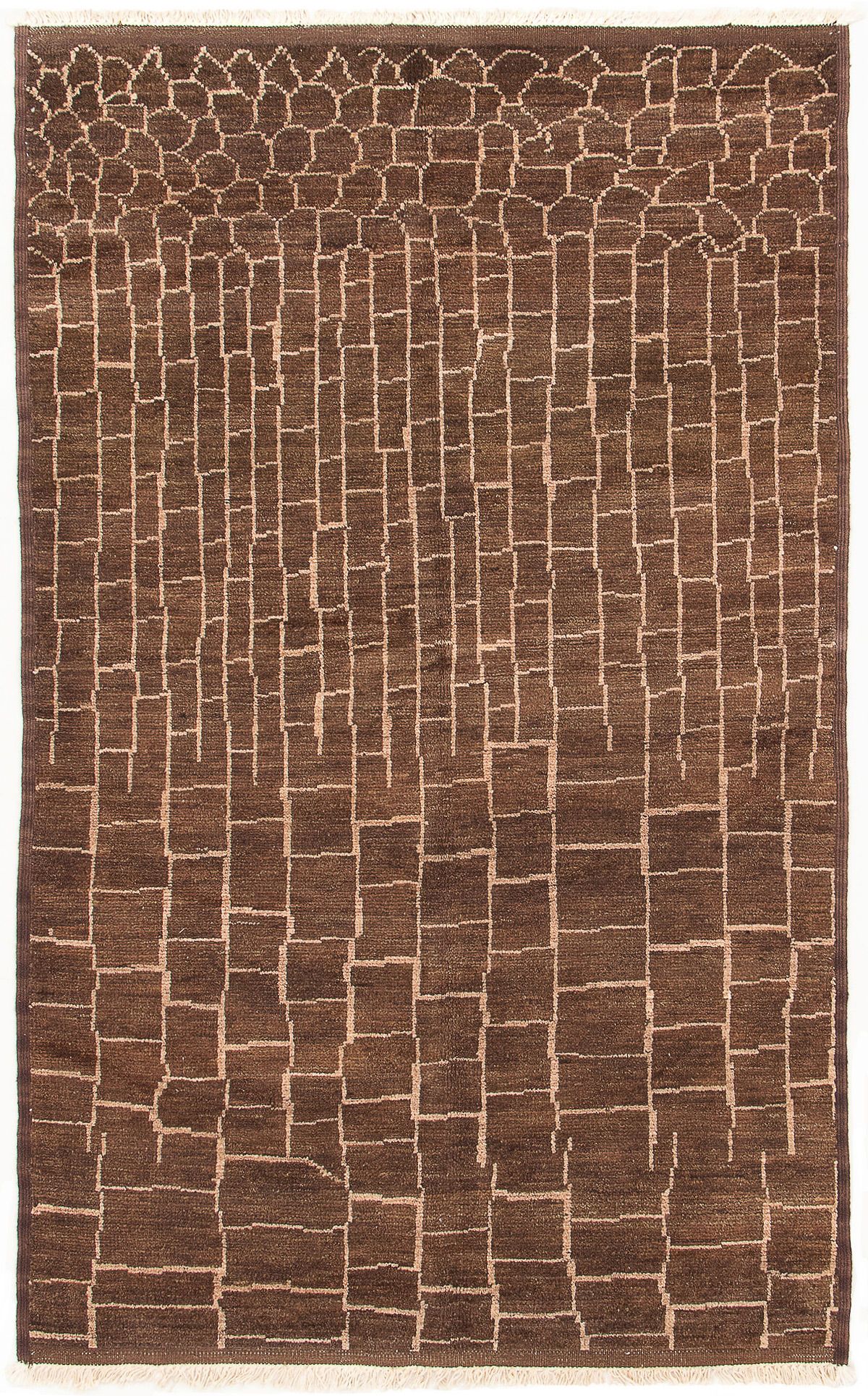 Hand-knotted Tangier Dark Brown Wool Rug 5'0" x 8'1" Size: 5'0" x 8'1"  