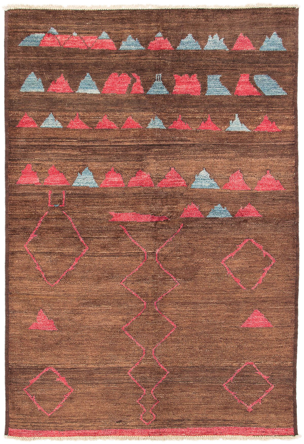 Hand-knotted Tangier Brown Wool Rug 6'3" x 9'1"  Size: 6'3" x 9'1"  