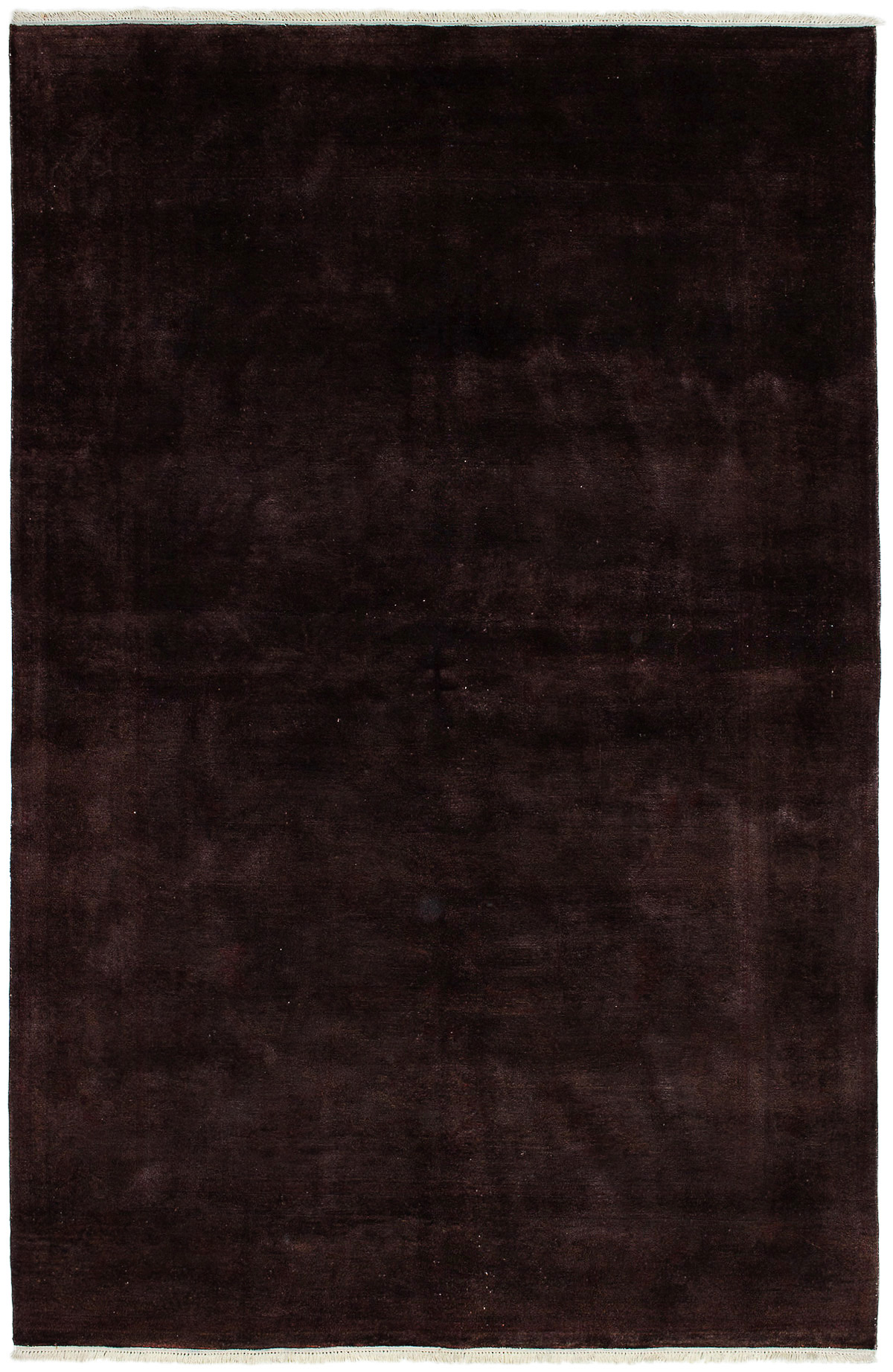 Hand-knotted Color transition Dark Brown Wool Rug 6'0" x 9'1" Size: 6'0" x 9'1"  