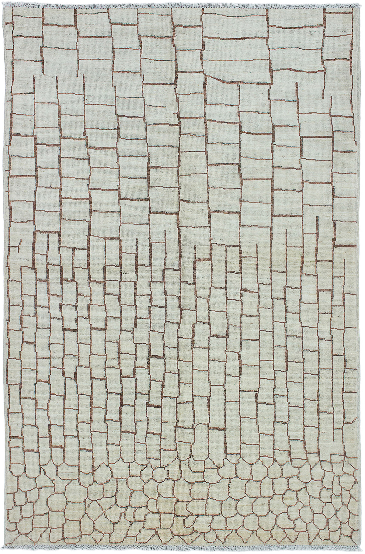 Hand-knotted Tangier Cream Wool Rug 6'0" x 9'0"  Size: 6'0" x 9'0"  