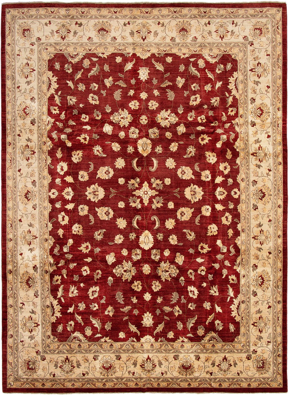 Hand-knotted Chobi Finest Dark Red Wool Rug 9'0" x 12'4" Size: 9'0" x 12'4"  