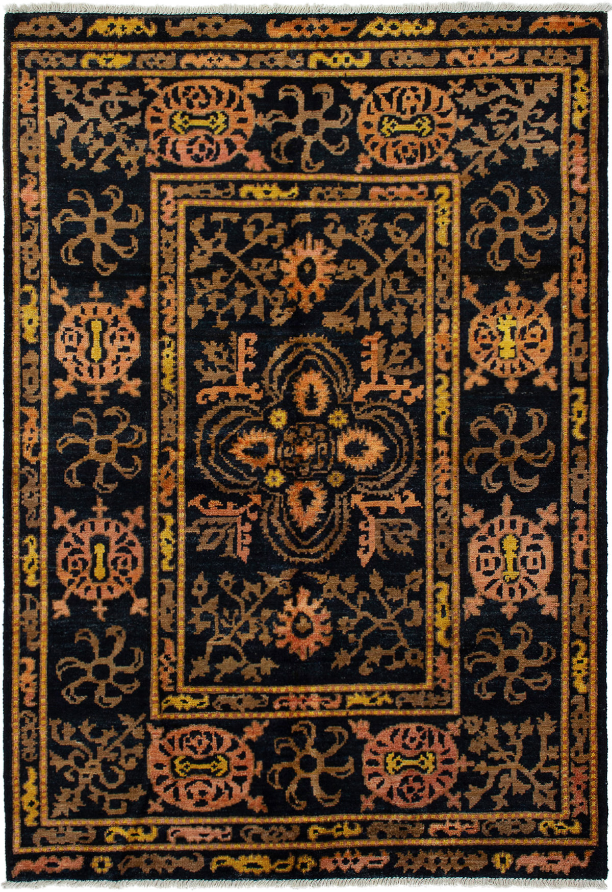 Hand-knotted Shalimar Dark Navy Wool Rug 6'1" x 9'0" Size: 6'1" x 9'0"  