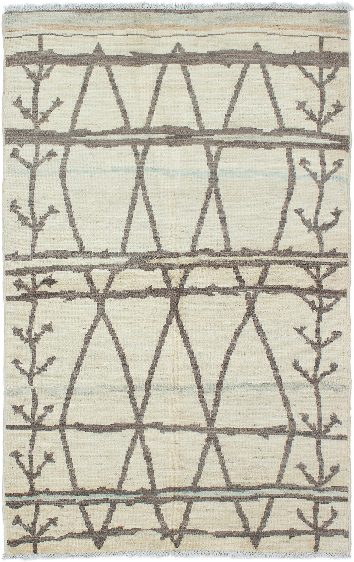 Hand-knotted Tangier Cream Wool Rug 4'10" x 7'10" Size: 4'10" x 7'10"  