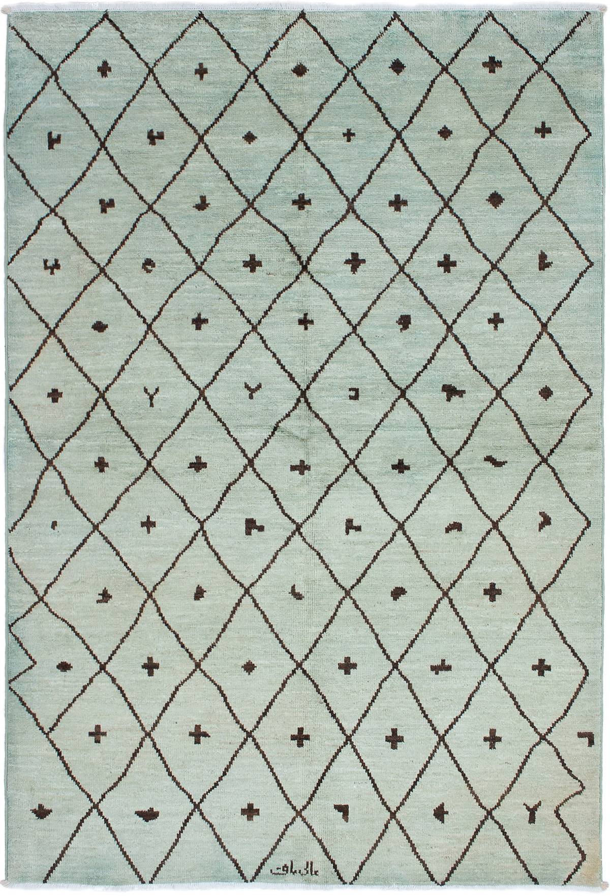 Hand-knotted Tangier Khaki Wool Rug 5'11" x 8'10" Size: 5'11" x 8'10"  