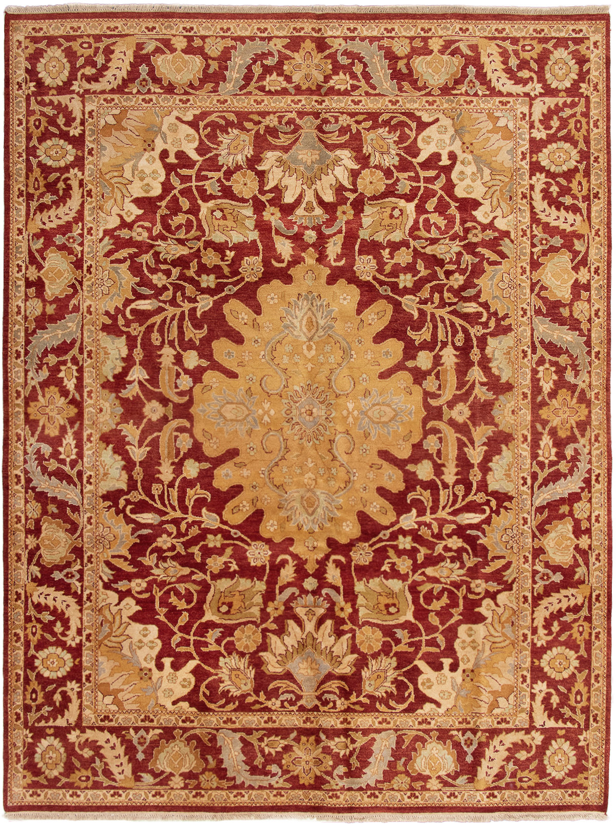Hand-knotted Jamshidpour Dark Red Wool Rug 8'10" x 11'10" Size: 8'10" x 11'10"  