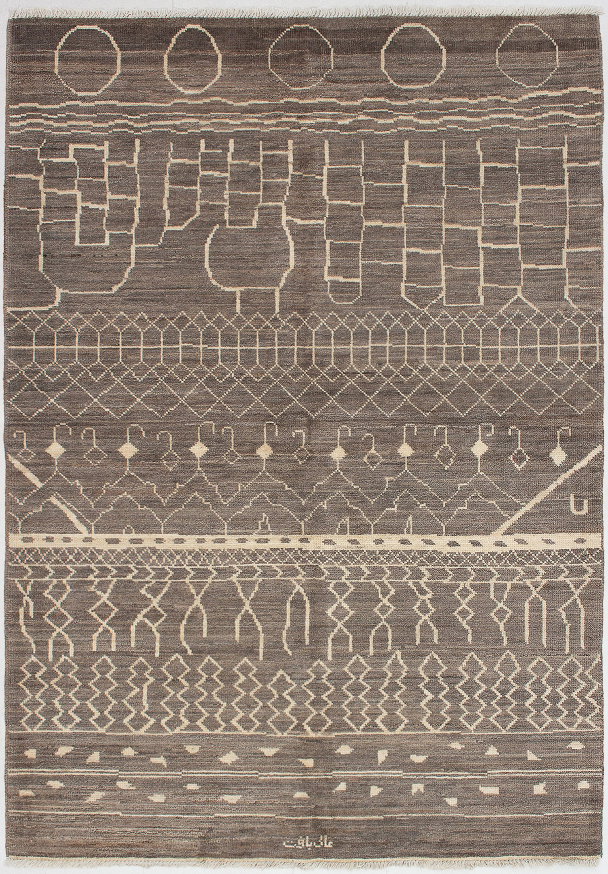 Hand-knotted Tangier Grey Wool Rug 6'2" x 8'9" Size: 6'2" x 8'9"  