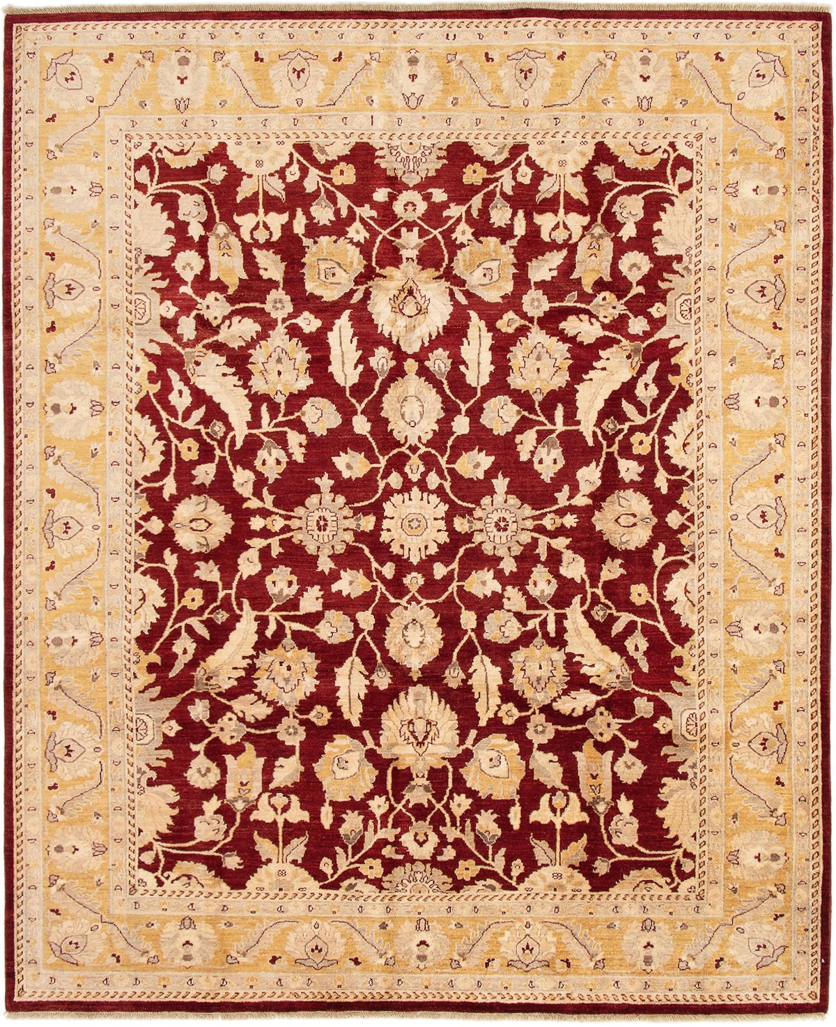 Hand-knotted Chobi Finest Dark Red Wool Rug 8'0" x 9'10" Size: 8'0" x 9'10"  