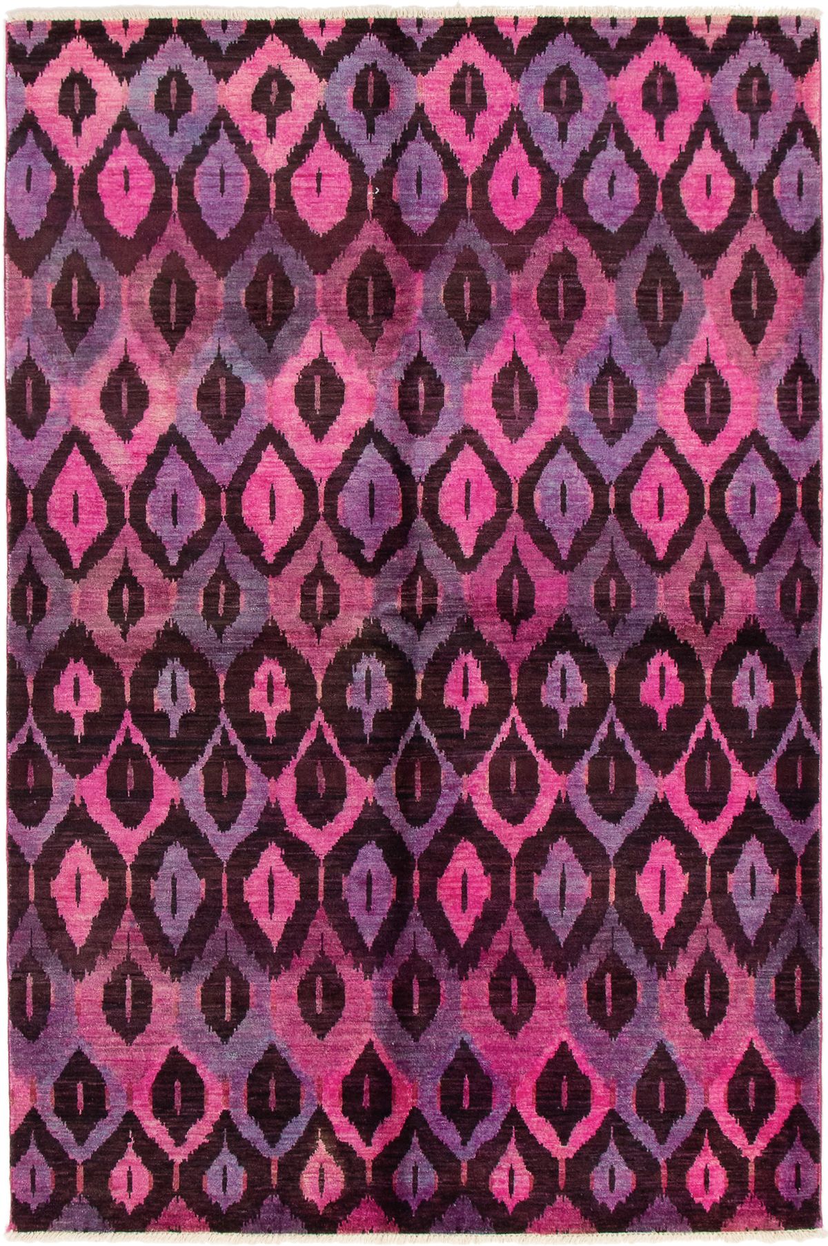 Hand-knotted Vibrance Black, Dark Pink Wool Rug 5'8" x 8'8" Size: 5'8" x 8'8"  