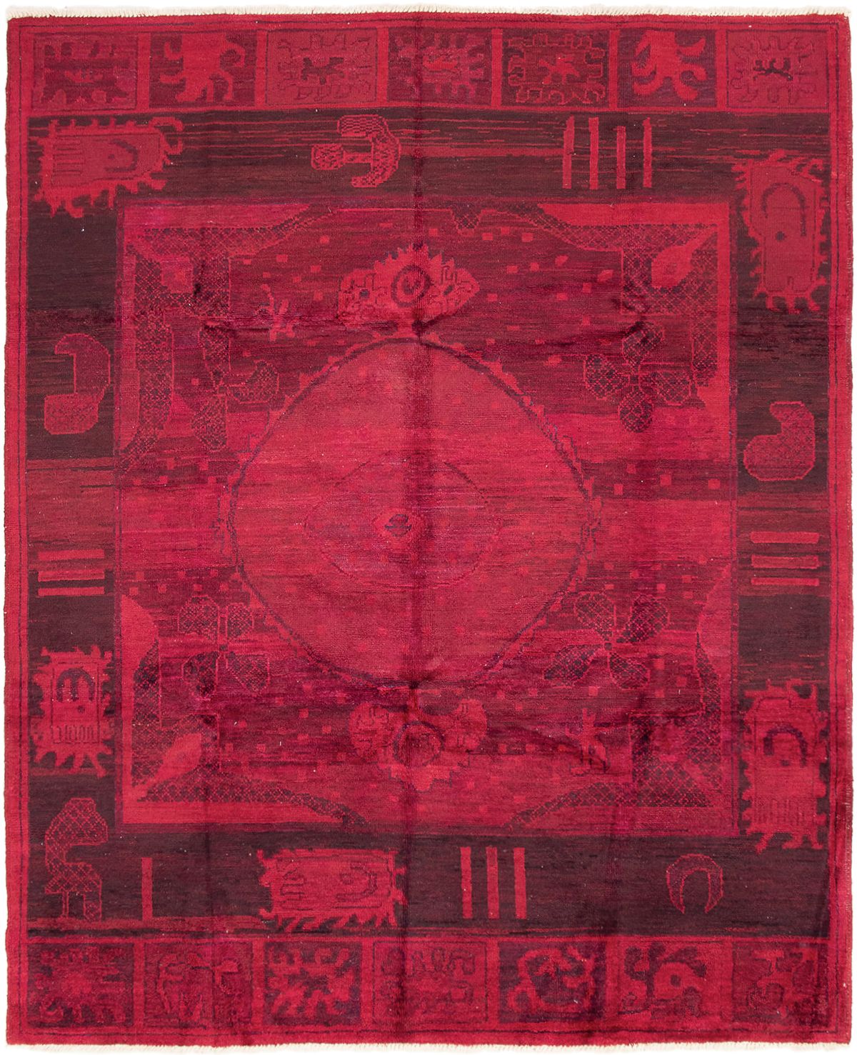 Hand-knotted Vibrance Dark Red Wool Rug 8'0" x 9'10" Size: 8'0" x 9'10"  