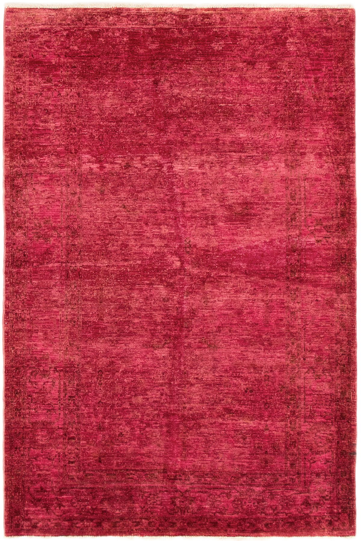 Hand-knotted Color transition Dark Pink Wool Rug 5'0" x 7'10" Size: 5'0" x 7'10"  