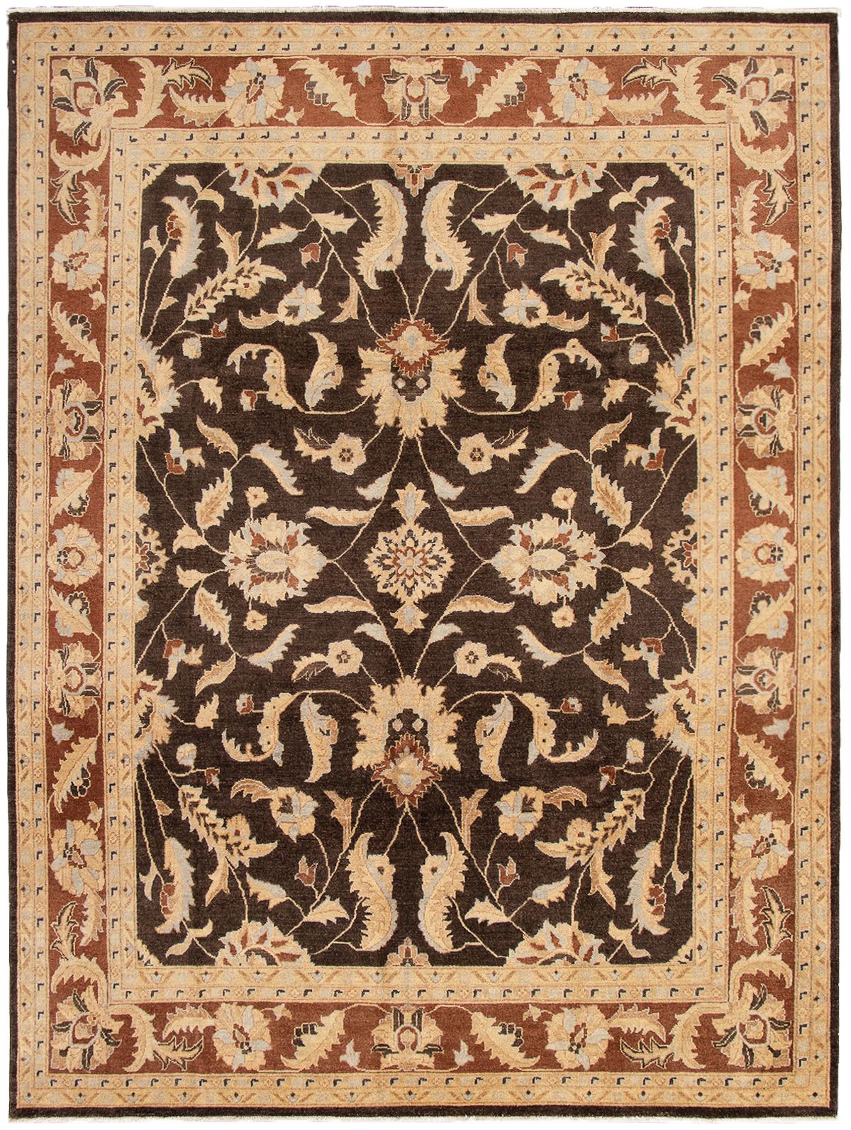 Hand-knotted Chobi Finest Dark Brown Wool Rug 8'10" x 12'0" Size: 8'10" x 12'0"  